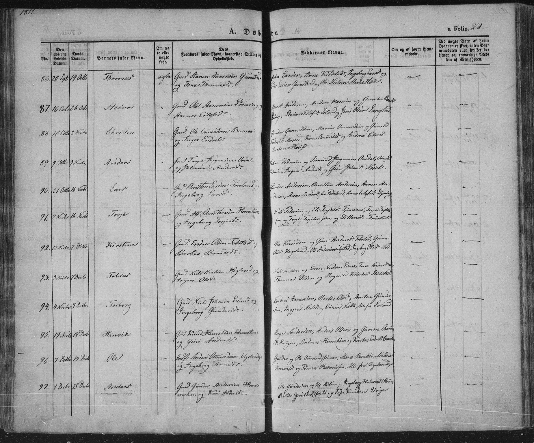Vennesla sokneprestkontor, SAK/1111-0045/Fa/Fac/L0004: Parish register (official) no. A 4, 1834-1855, p. 221