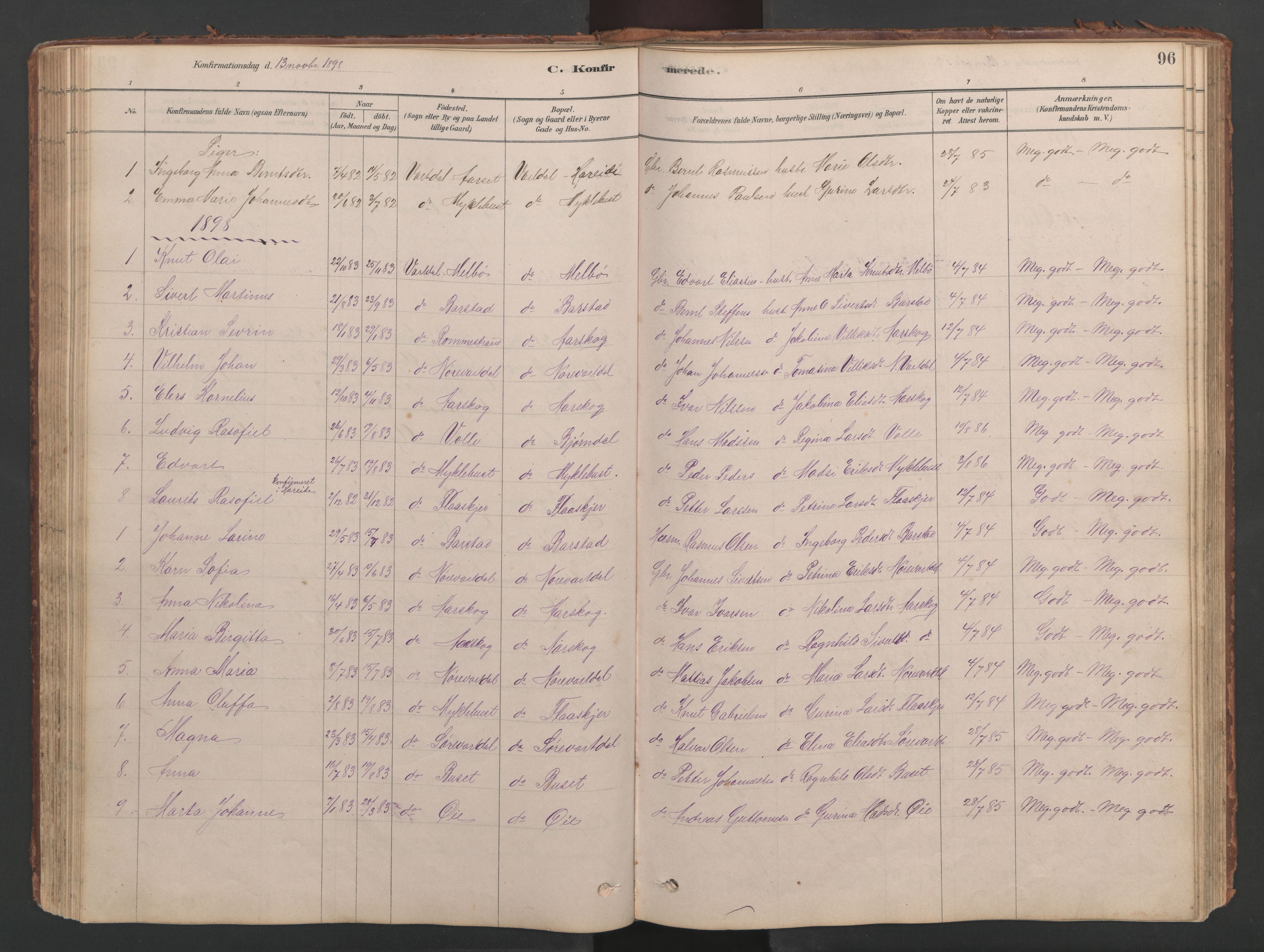 Ministerialprotokoller, klokkerbøker og fødselsregistre - Møre og Romsdal, SAT/A-1454/514/L0201: Parish register (copy) no. 514C01, 1878-1919, p. 96