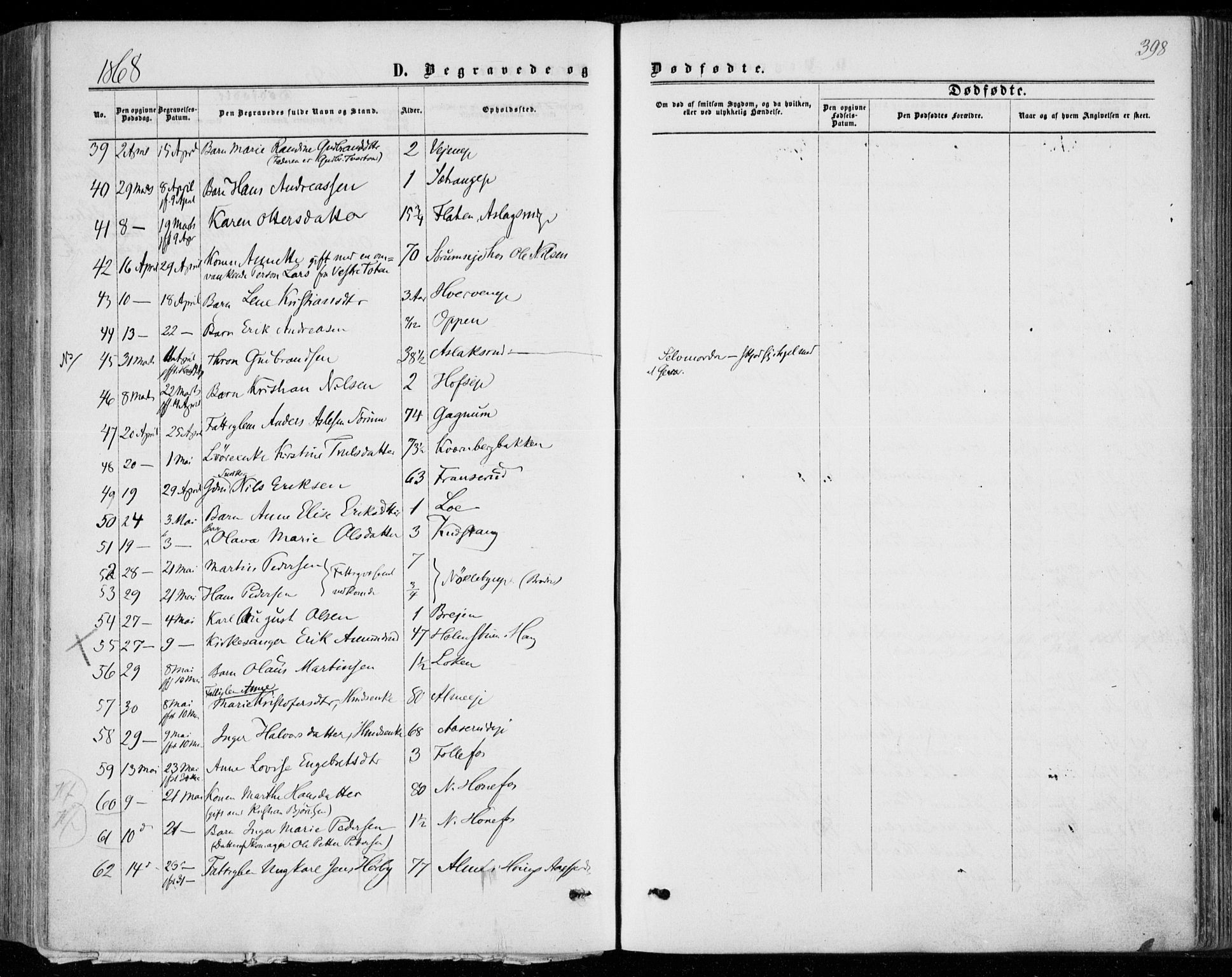 Norderhov kirkebøker, AV/SAKO-A-237/F/Fa/L0013: Parish register (official) no. 13, 1866-1874, p. 398