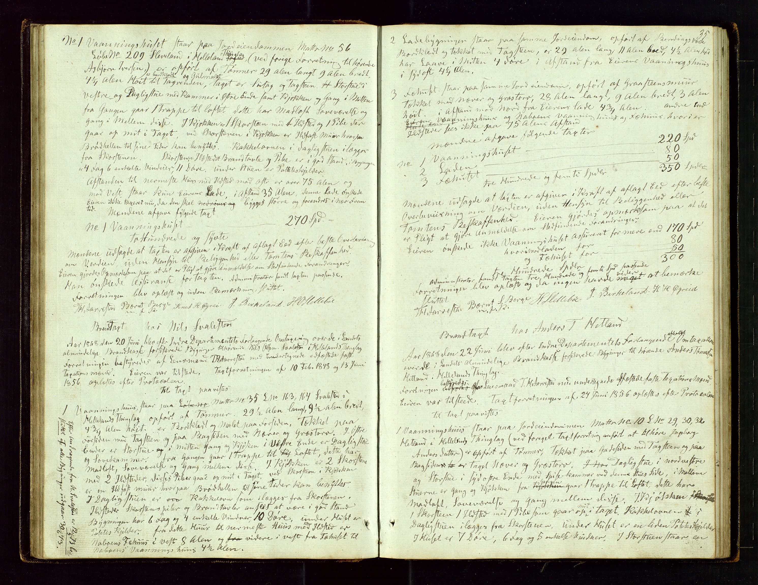 Helleland lensmannskontor, AV/SAST-A-100209/Goa/L0001: "Brandtaxations-Protocol for Hetlands Thinglag", 1847-1920, p. 34b-35a