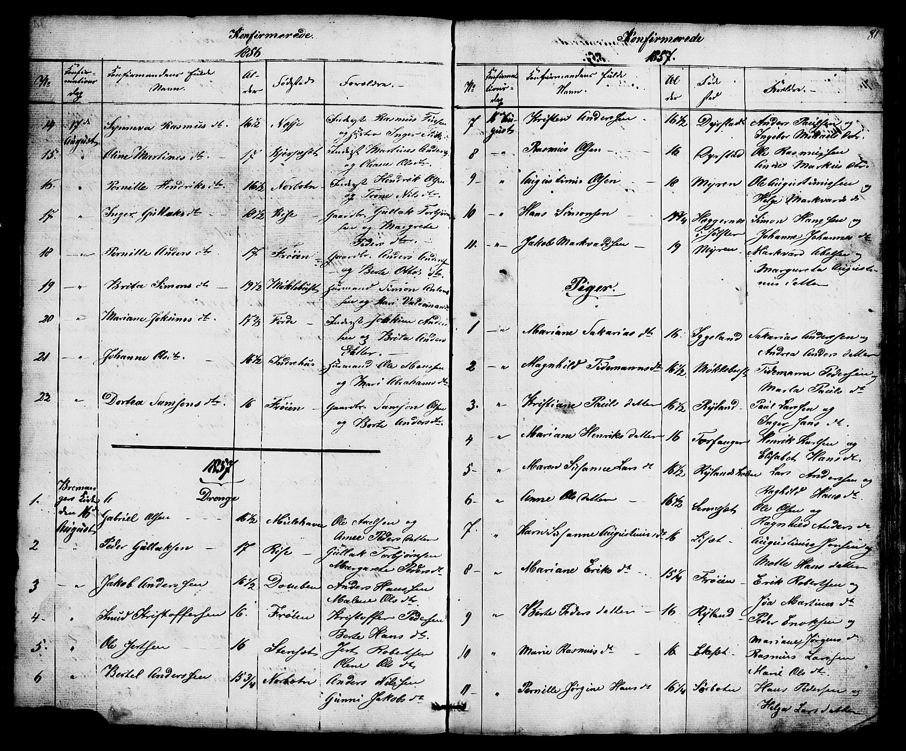 Bremanger sokneprestembete, SAB/A-82201/H/Hab/Haba/L0001: Parish register (copy) no. A 1, 1853-1865, p. 81