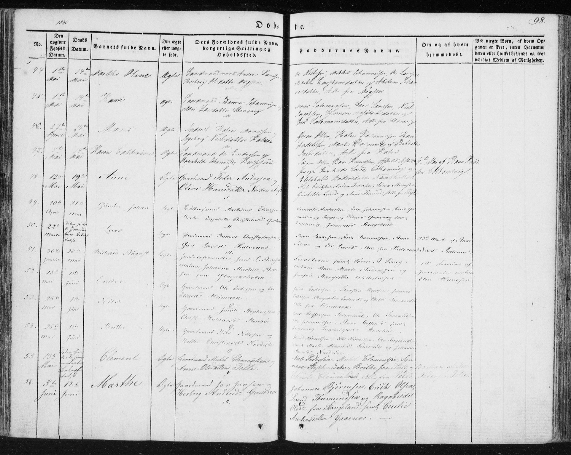 Sund sokneprestembete, SAB/A-99930: Parish register (official) no. A 13, 1835-1849, p. 98