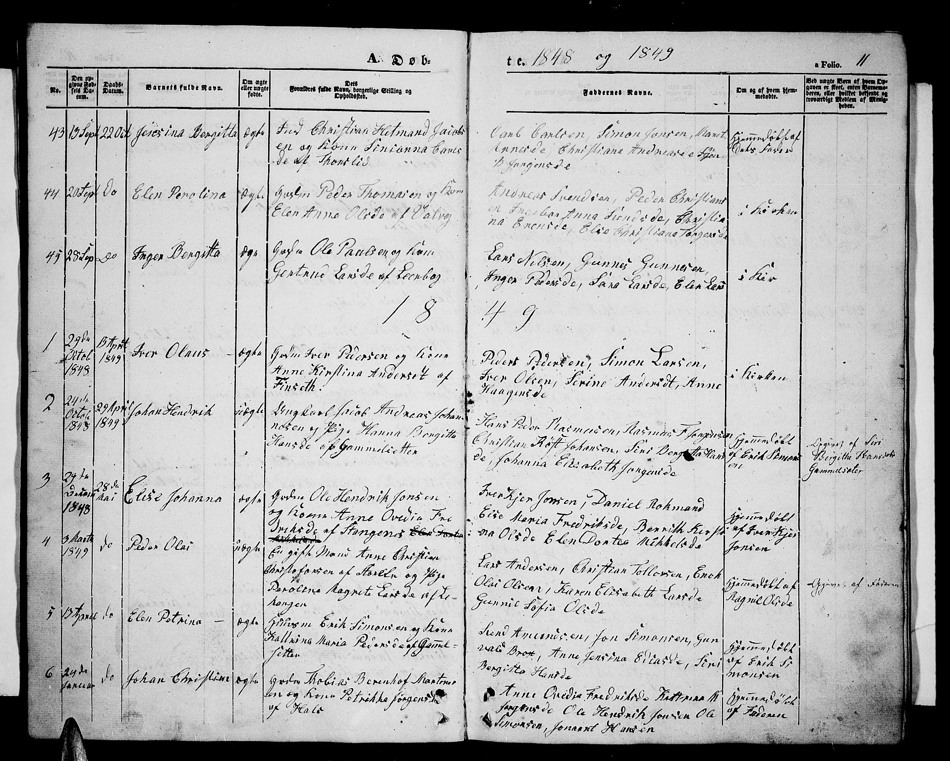 Tranøy sokneprestkontor, SATØ/S-1313/I/Ia/Iab/L0002klokker: Parish register (copy) no. 2, 1847-1860, p. 11