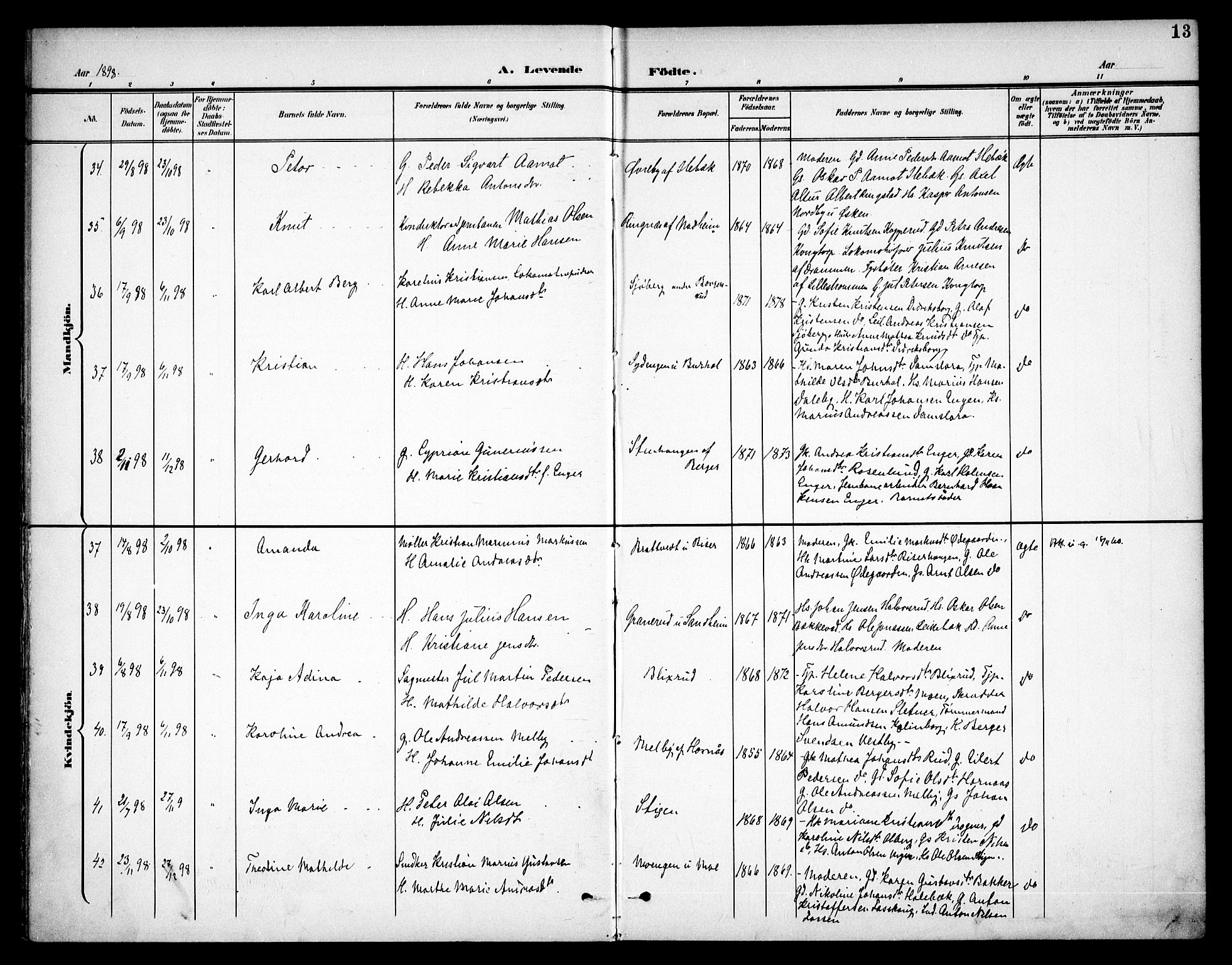 Høland prestekontor Kirkebøker, SAO/A-10346a/F/Fa/L0015: Parish register (official) no. I 15, 1897-1912, p. 13