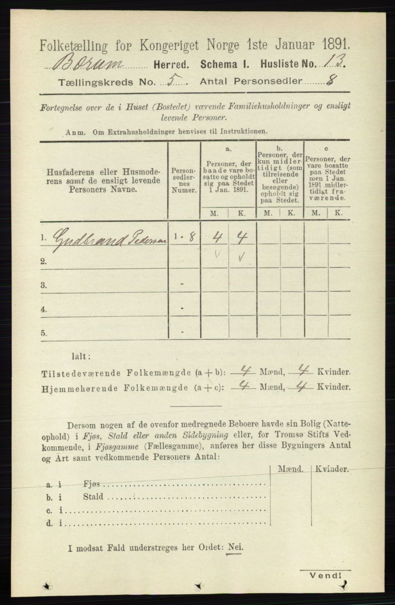 RA, 1891 census for 0219 Bærum, 1891, p. 2949