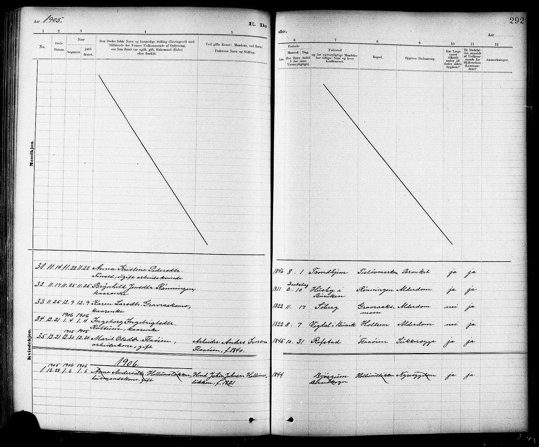 Ministerialprotokoller, klokkerbøker og fødselsregistre - Sør-Trøndelag, SAT/A-1456/691/L1094: Parish register (copy) no. 691C05, 1879-1911, p. 292