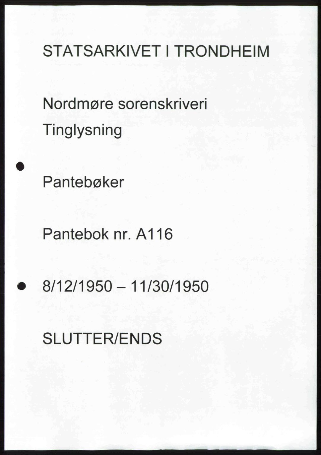 Nordmøre sorenskriveri, AV/SAT-A-4132/1/2/2Ca: Mortgage book no. A116, 1950-1950