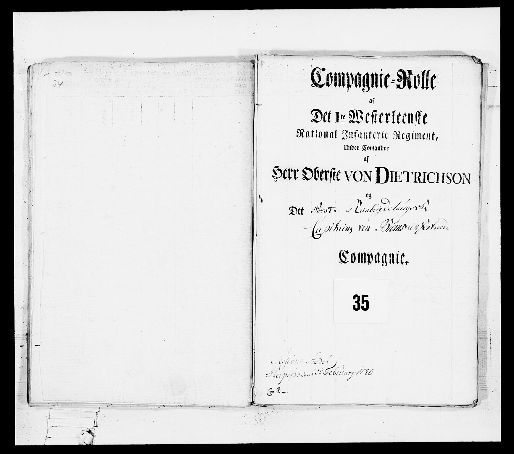 Generalitets- og kommissariatskollegiet, Det kongelige norske kommissariatskollegium, AV/RA-EA-5420/E/Eh/L0102: 1. Vesterlenske nasjonale infanteriregiment, 1778-1780, p. 297