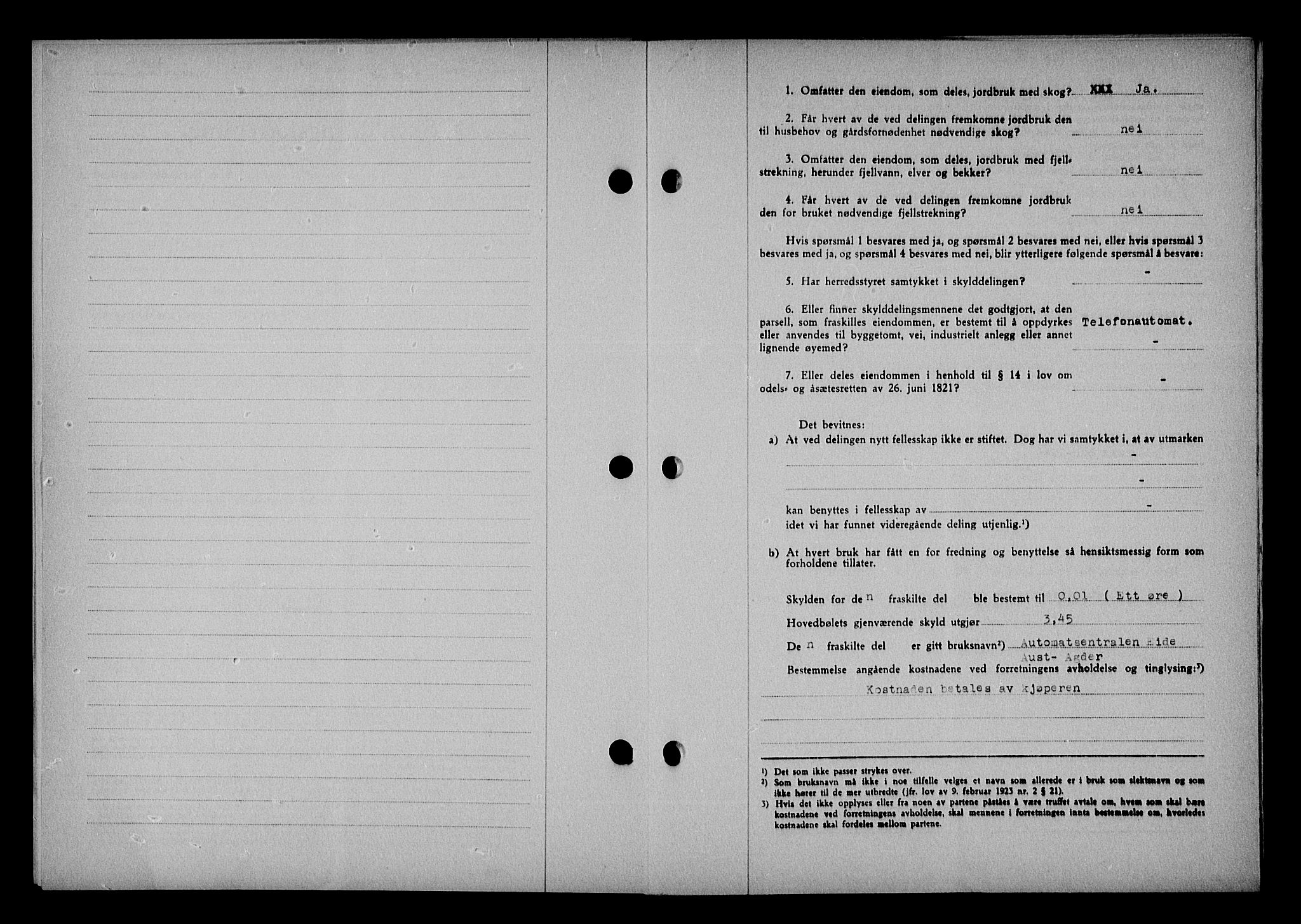 Vestre Nedenes/Sand sorenskriveri, SAK/1221-0010/G/Gb/Gba/L0053: Mortgage book no. A 6, 1944-1945, Diary no: : 384/1945