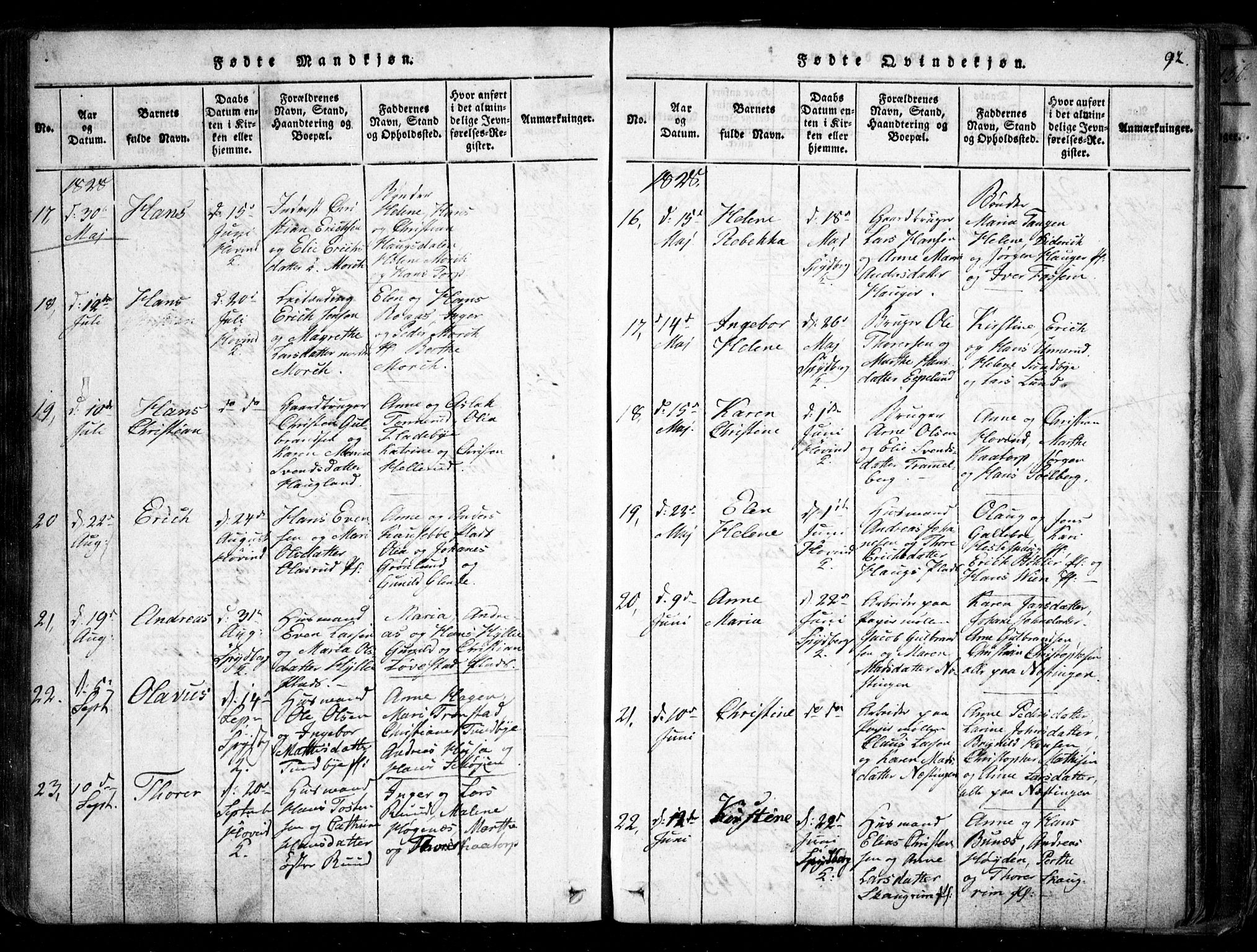 Spydeberg prestekontor Kirkebøker, SAO/A-10924/G/Ga/L0001: Parish register (copy) no. I 1, 1814-1868, p. 92