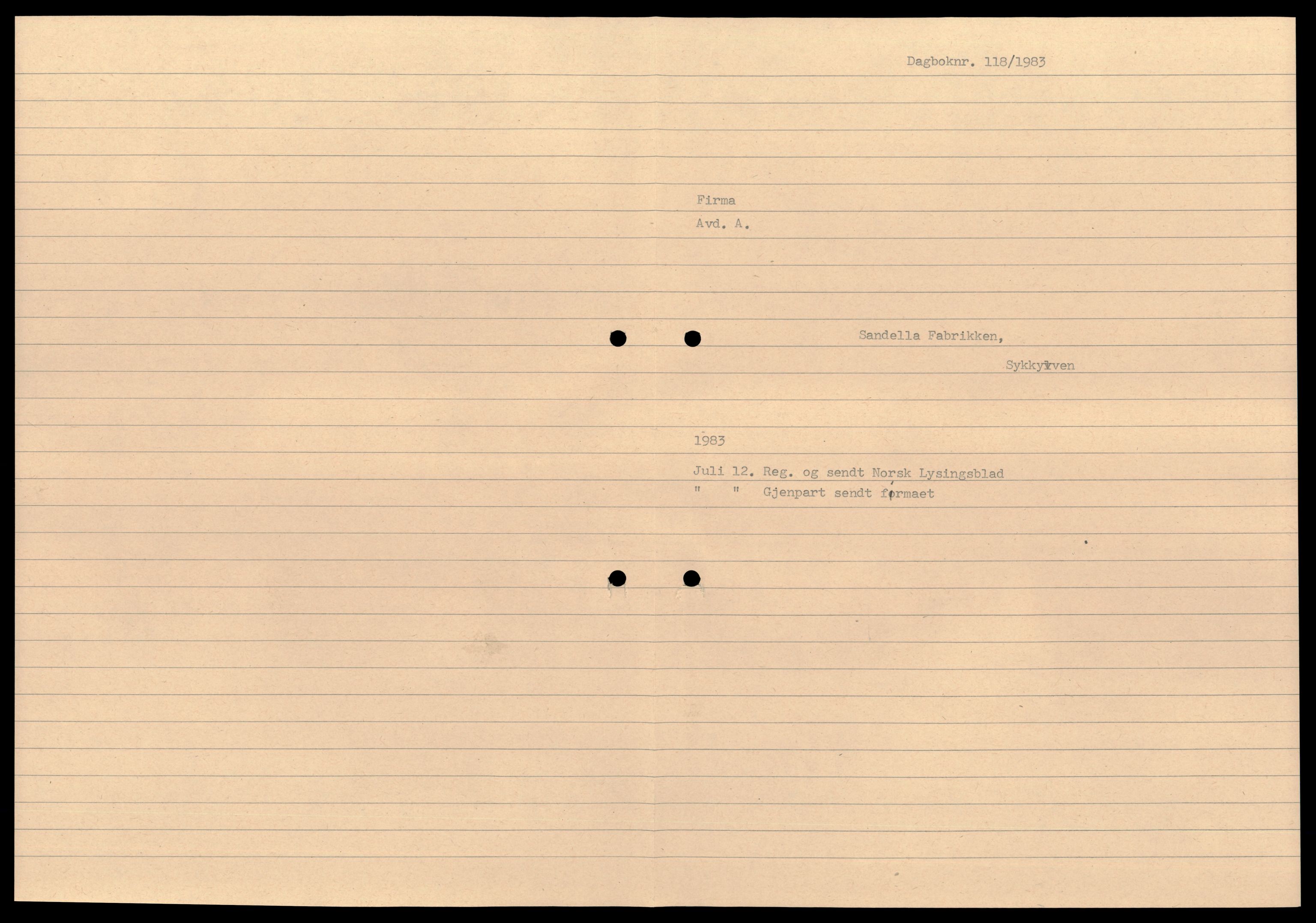 Nordre Sunnmøre sorenskriveri, AV/SAT-A-0006/2/J/Jd/Jde/L0013: Bilag. Enkeltmannsforetak, Sa-Sk, 1944-1990, p. 1