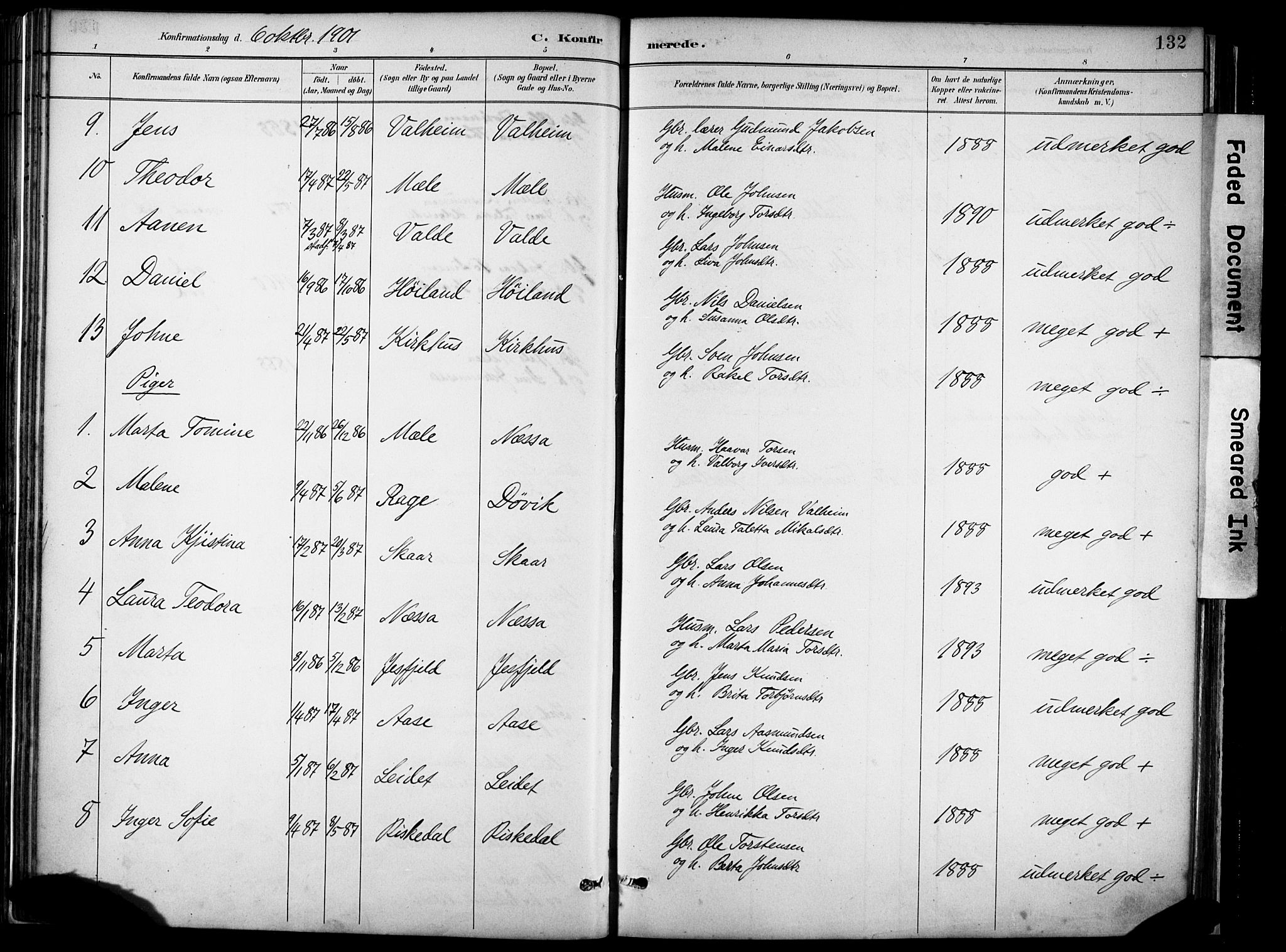 Hjelmeland sokneprestkontor, AV/SAST-A-101843/02/A/L0001: Parish register (official) no. A 16, 1887-1926, p. 132