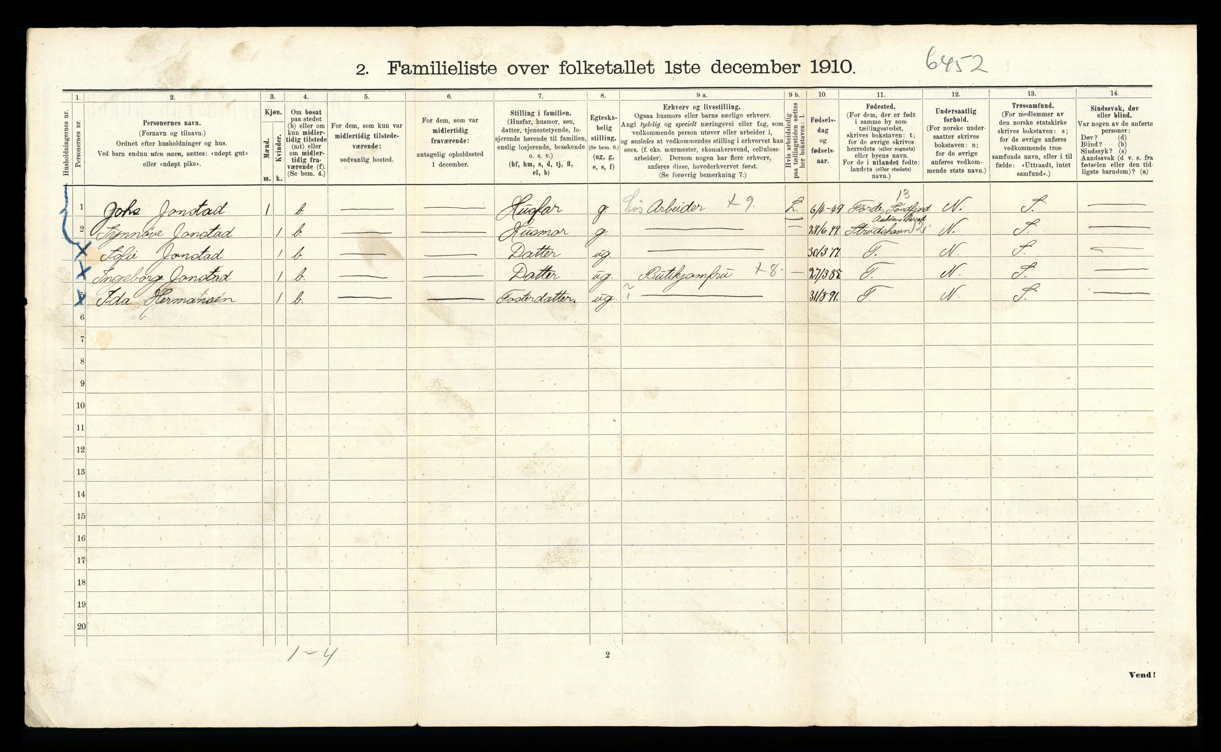 RA, 1910 census for Bergen, 1910, p. 34700