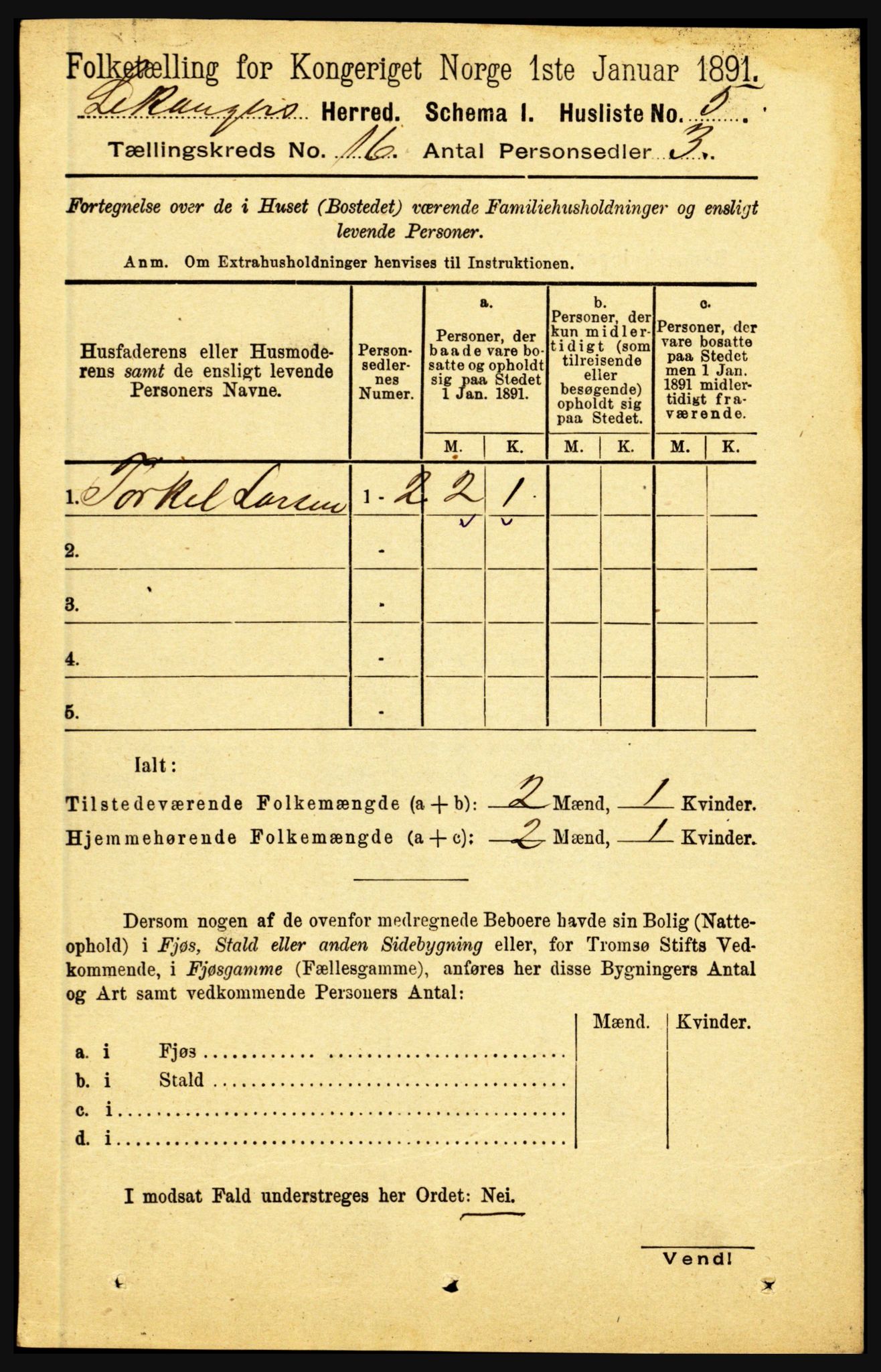 RA, 1891 census for 1419 Leikanger, 1891, p. 2964