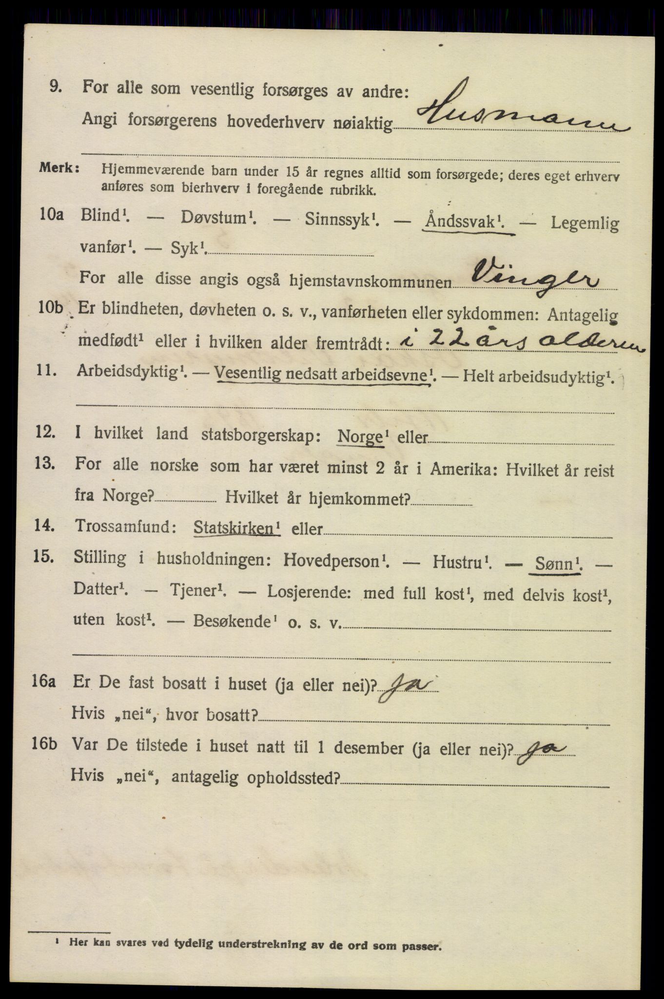 SAH, 1920 census for Vinger, 1920, p. 5967