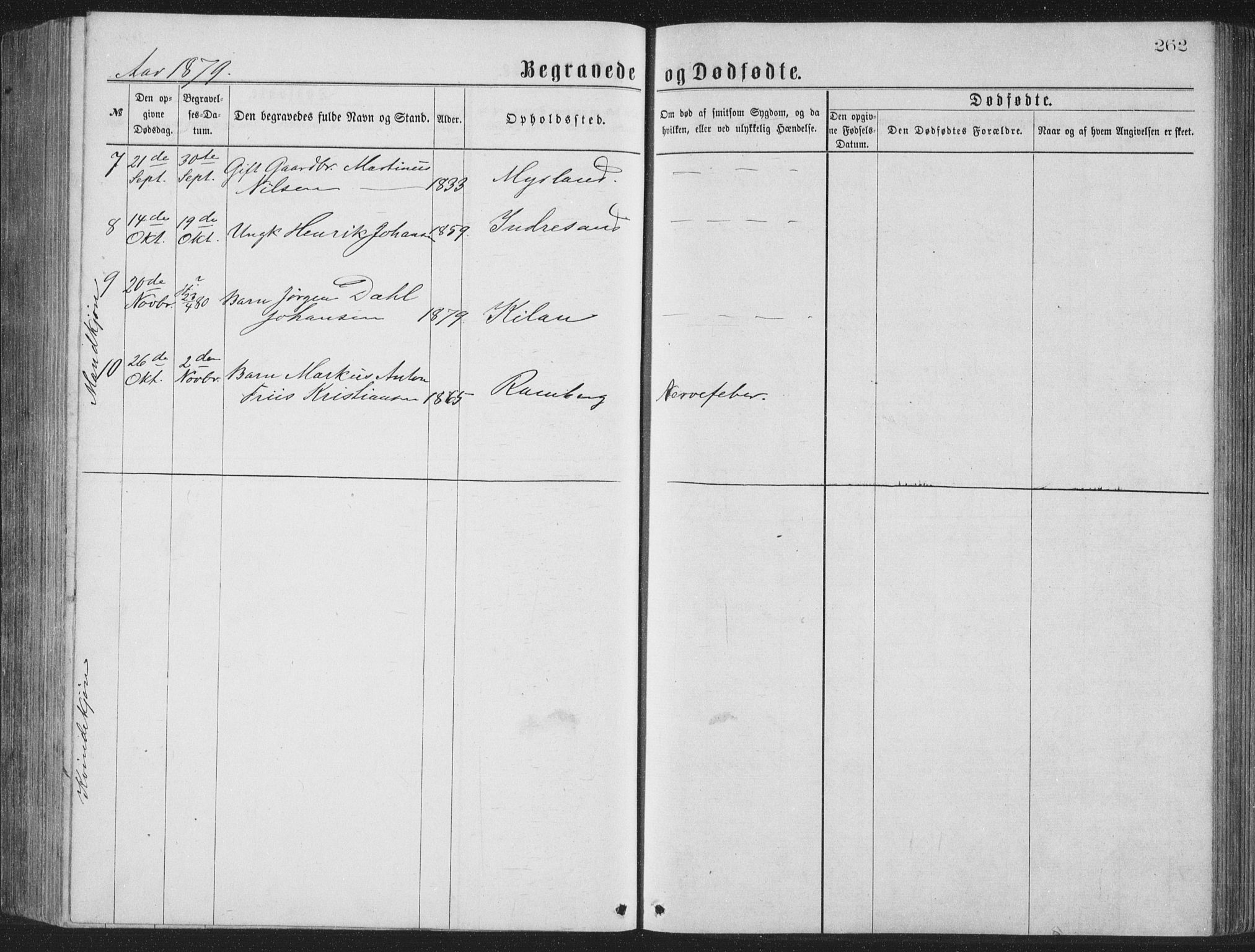 Ministerialprotokoller, klokkerbøker og fødselsregistre - Nordland, AV/SAT-A-1459/885/L1213: Parish register (copy) no. 885C02, 1874-1892, p. 262