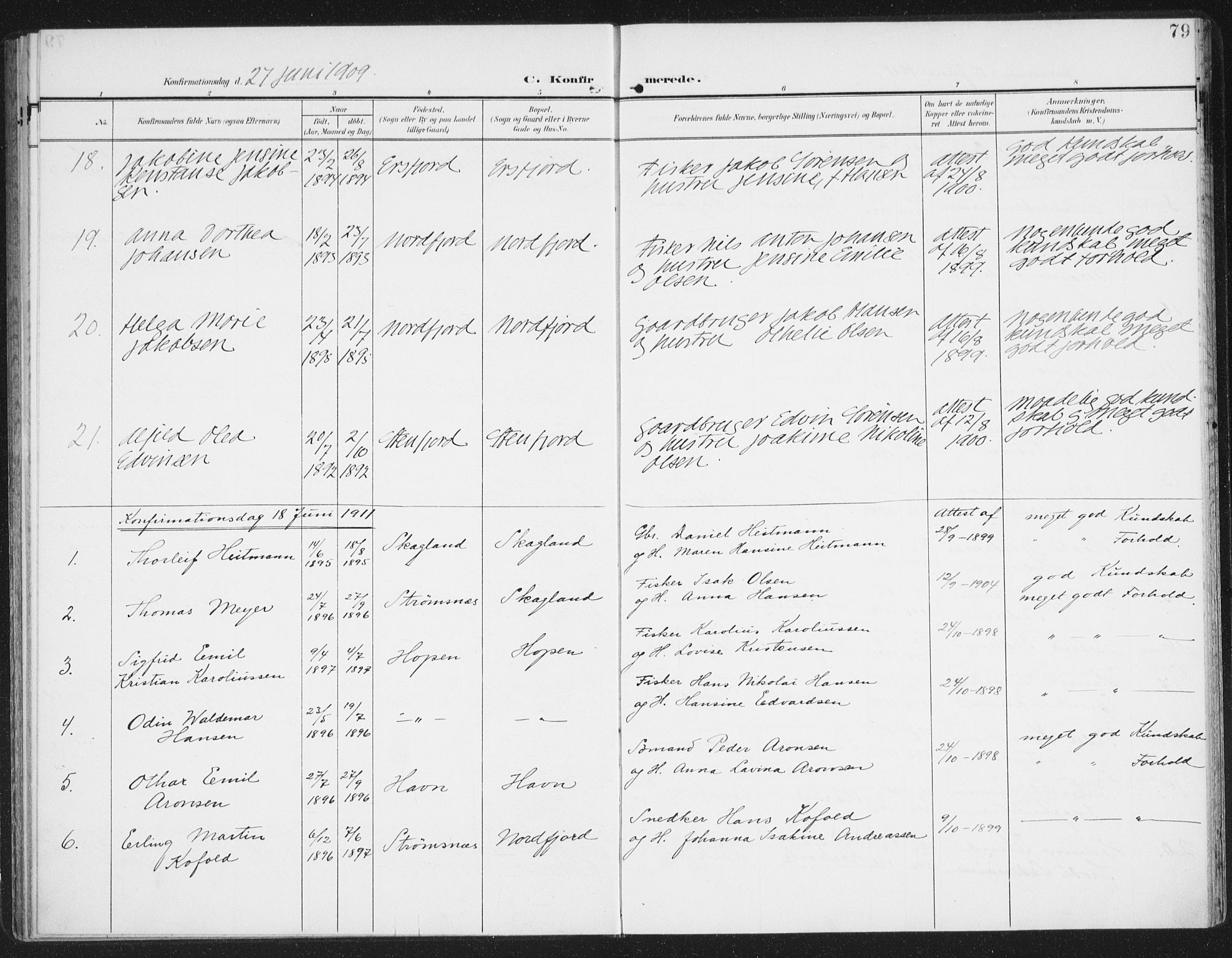 Berg sokneprestkontor, SATØ/S-1318/G/Ga/Gaa/L0007kirke: Parish register (official) no. 7, 1906-1915, p. 79