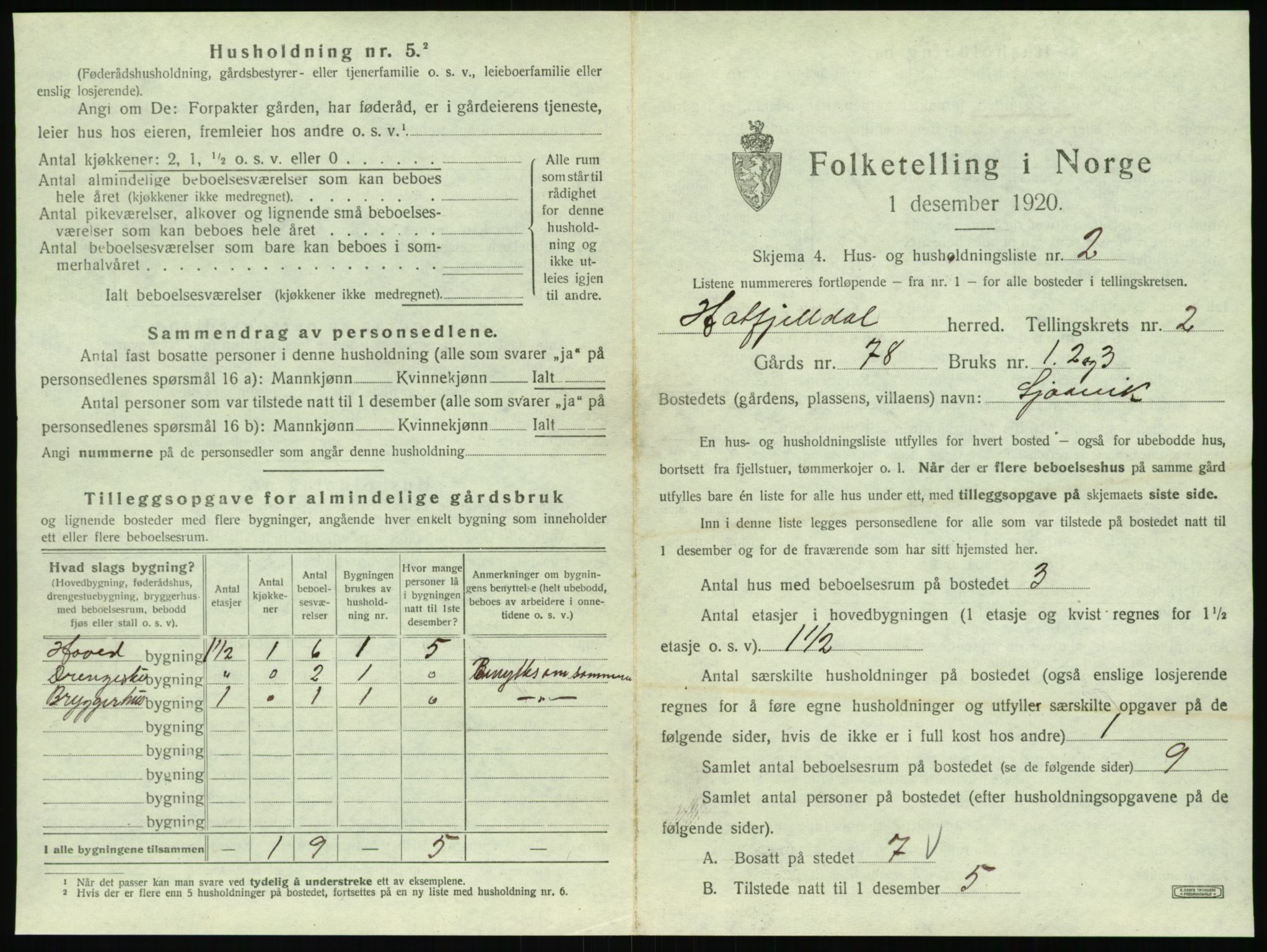 SAT, 1920 census for Hattfjelldal, 1920, p. 82