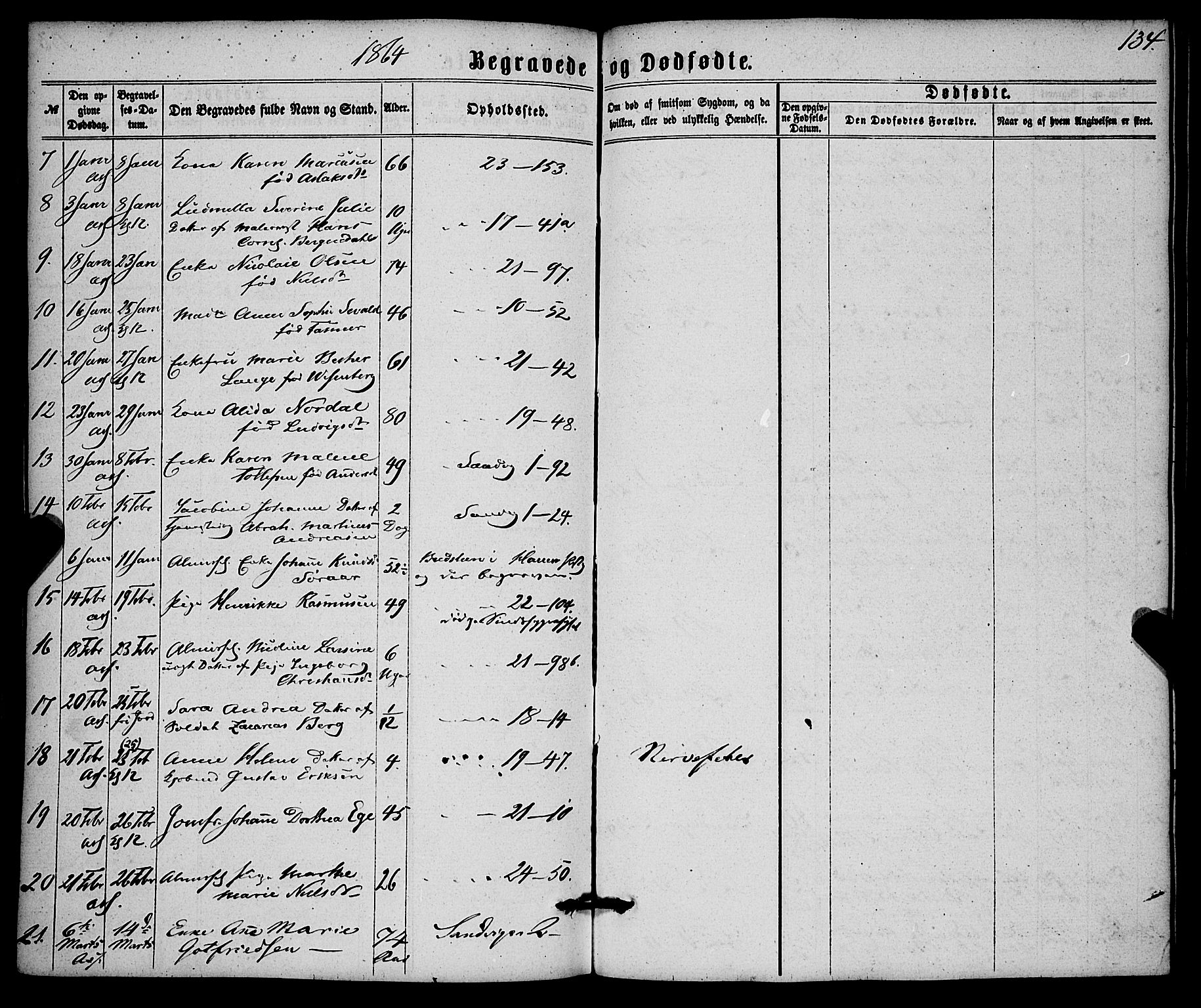 Korskirken sokneprestembete, SAB/A-76101/H/Haa/L0045: Parish register (official) no. E 3, 1863-1875, p. 134