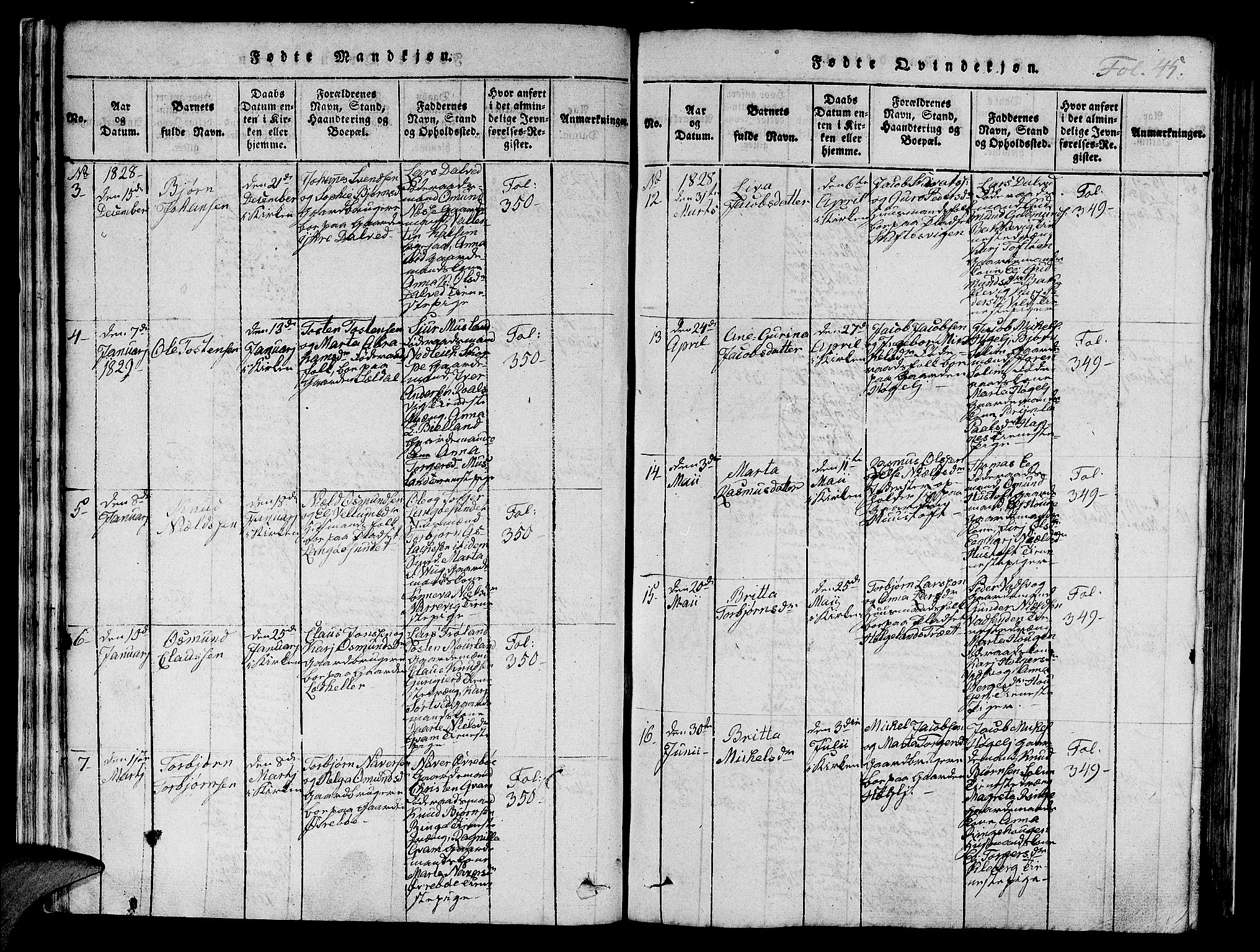 Nedstrand sokneprestkontor, AV/SAST-A-101841/01/IV: Parish register (official) no. A 6, 1816-1838, p. 45