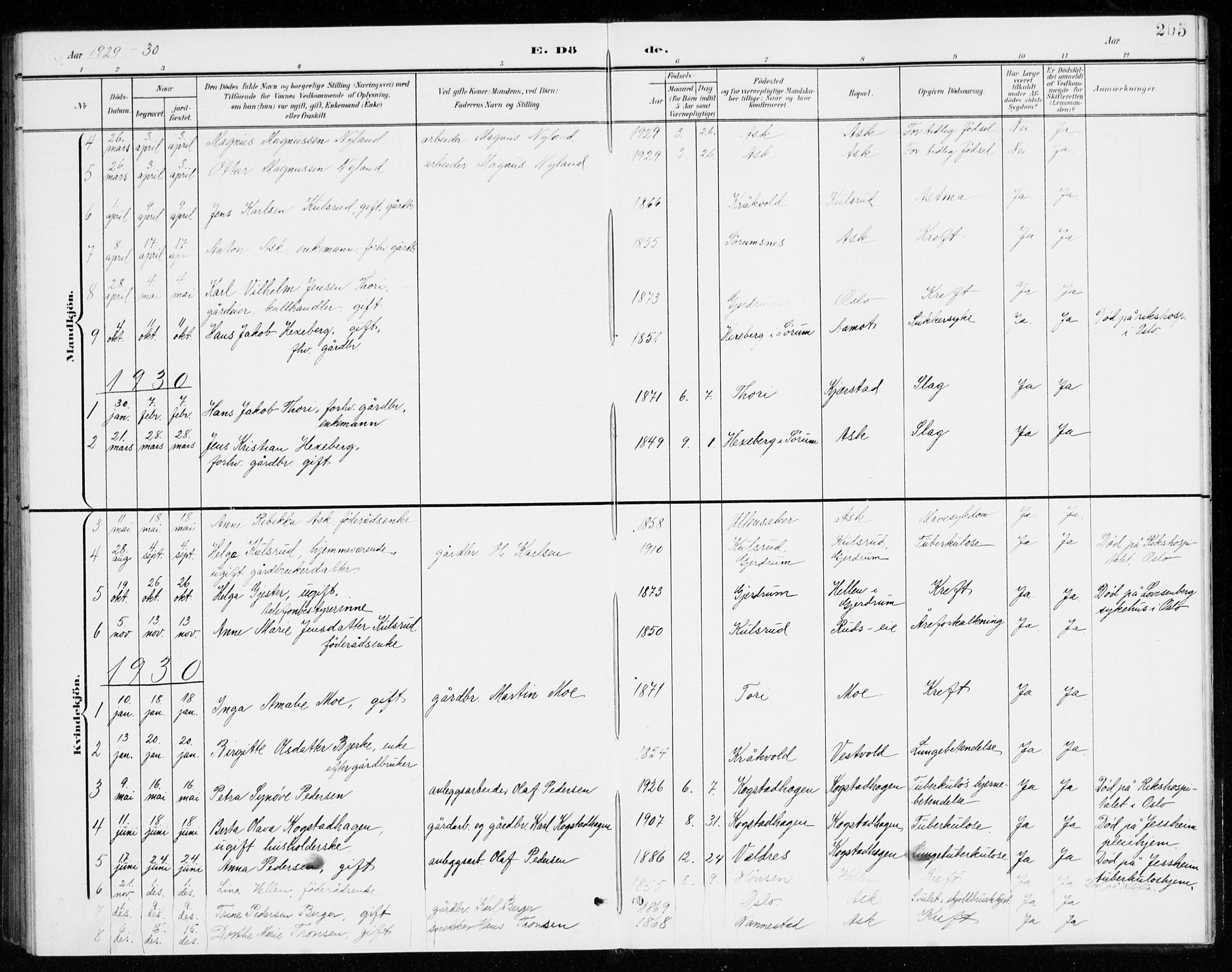 Gjerdrum prestekontor Kirkebøker, AV/SAO-A-10412b/G/Gb/L0001: Parish register (copy) no. II 1, 1901-1944, p. 205