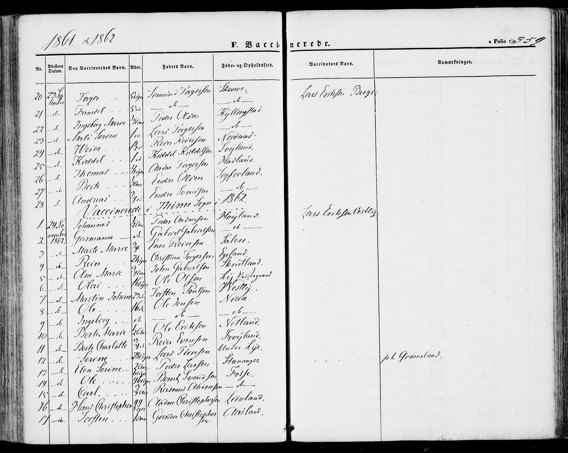 Lye sokneprestkontor, AV/SAST-A-101794/001/30BA/L0007: Parish register (official) no. A 6, 1856-1871, p. 359