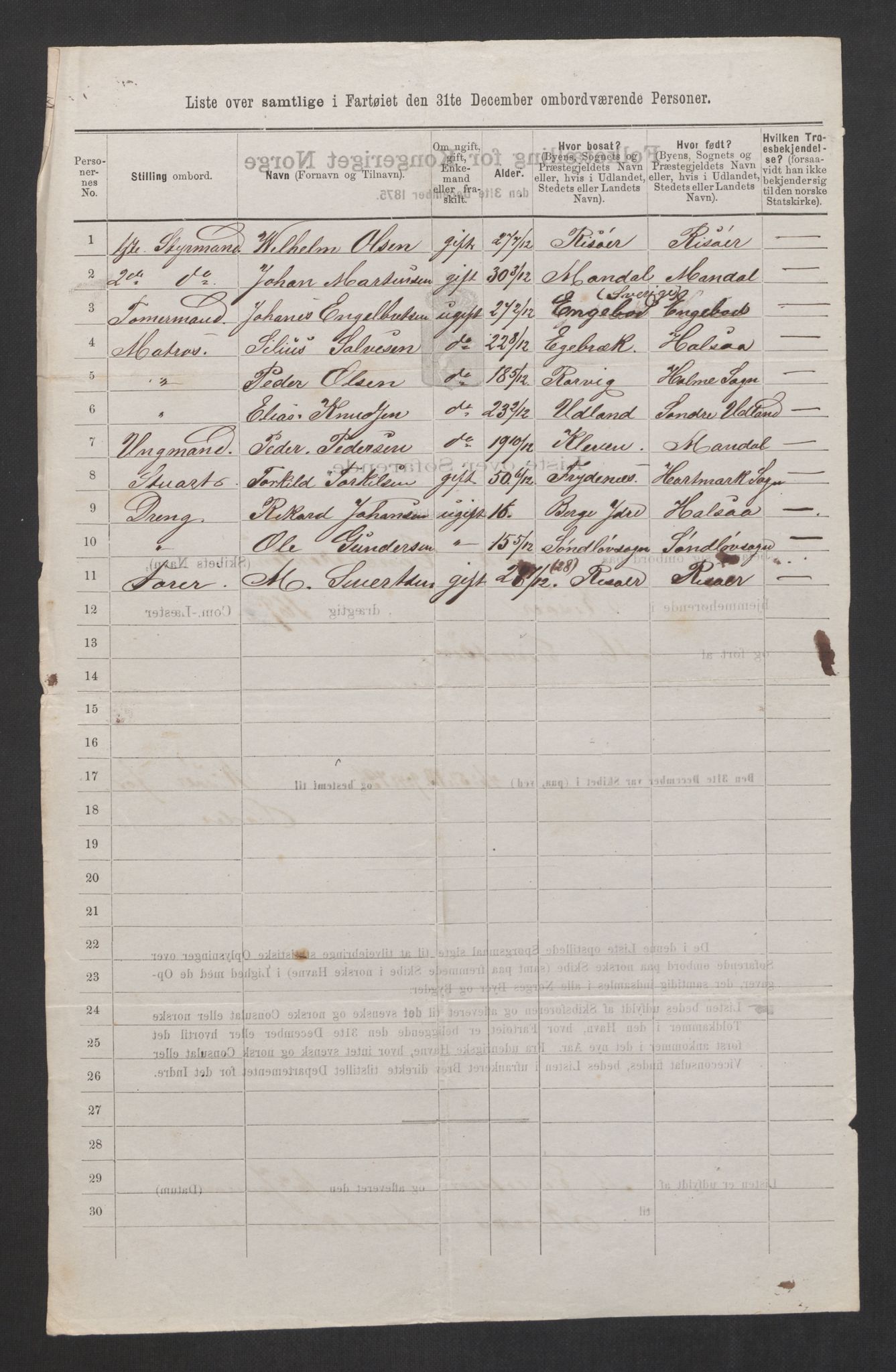 RA, 1875 census, lists of crew on ships: Ships in domestic ports, 1875, p. 312