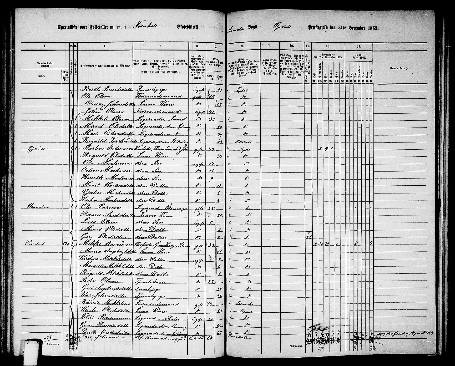 RA, 1865 census for Oppdal, 1865, p. 91