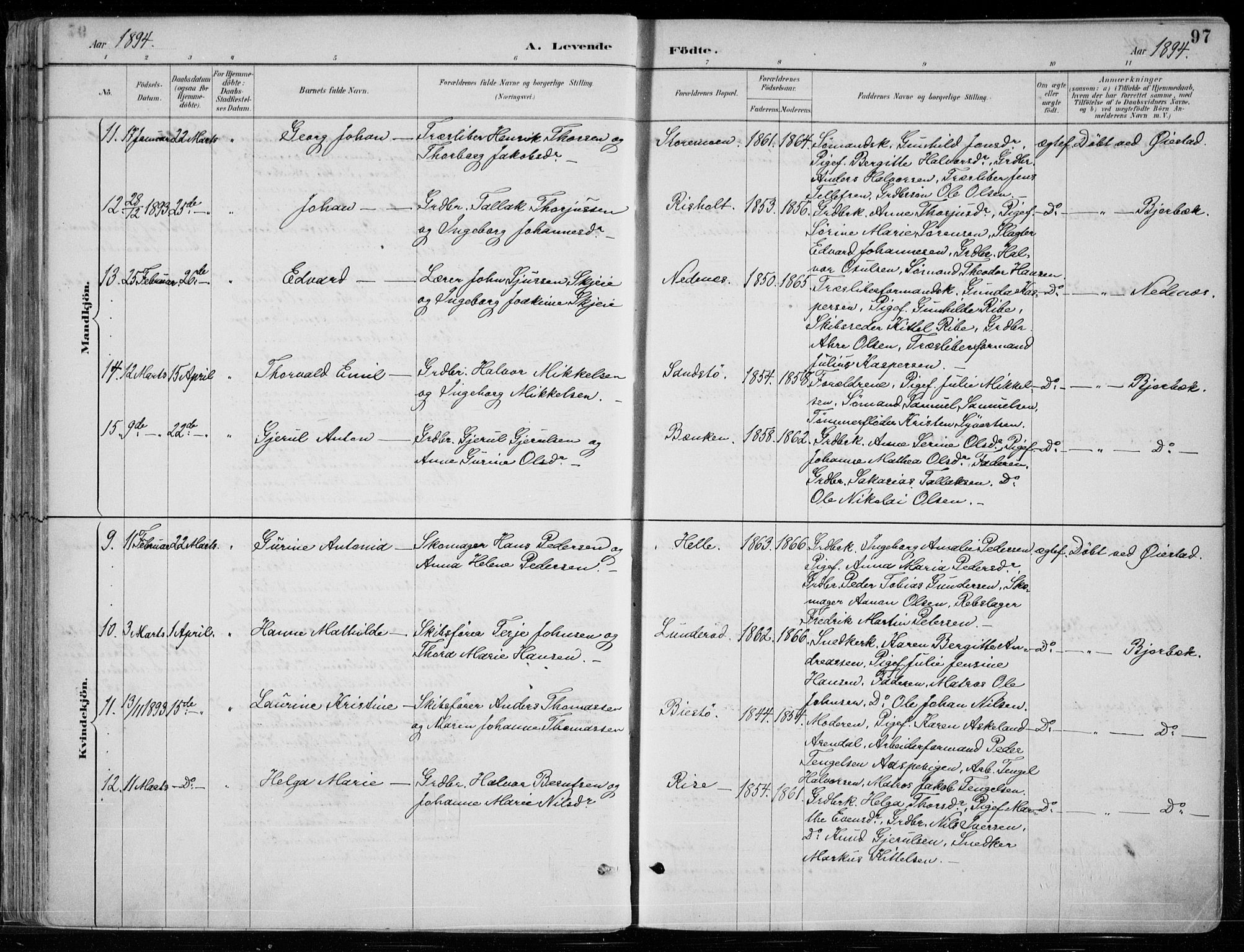 Øyestad sokneprestkontor, AV/SAK-1111-0049/F/Fa/L0017: Parish register (official) no. A 17, 1887-1896, p. 97