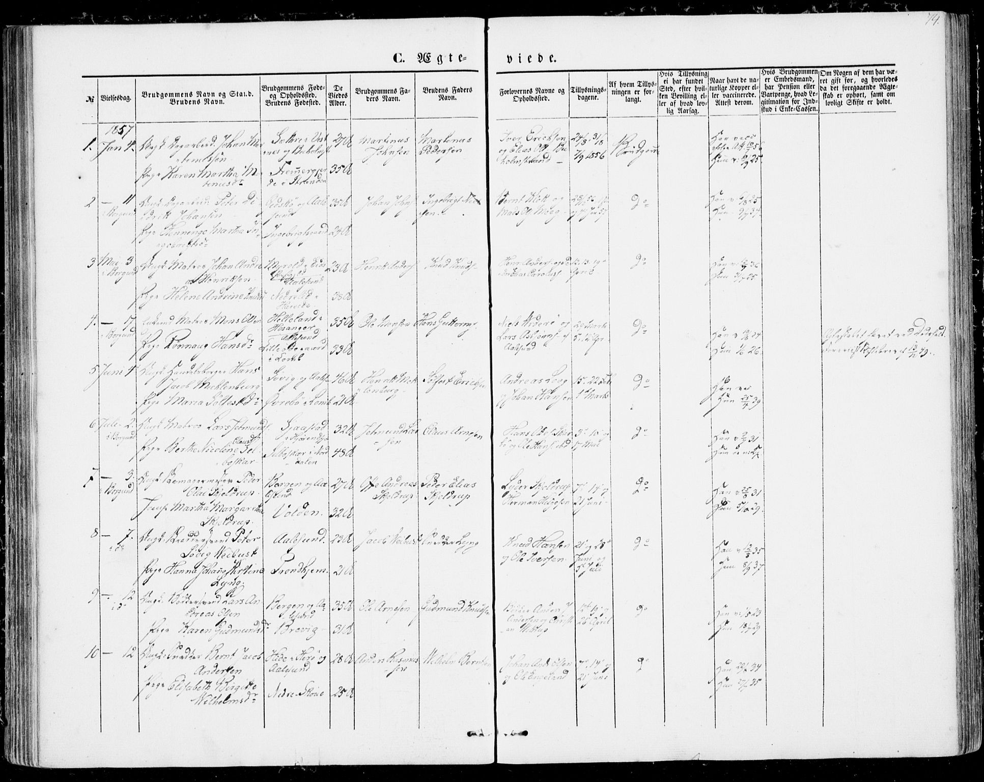 Ministerialprotokoller, klokkerbøker og fødselsregistre - Møre og Romsdal, SAT/A-1454/529/L0451: Parish register (official) no. 529A01, 1855-1863, p. 74