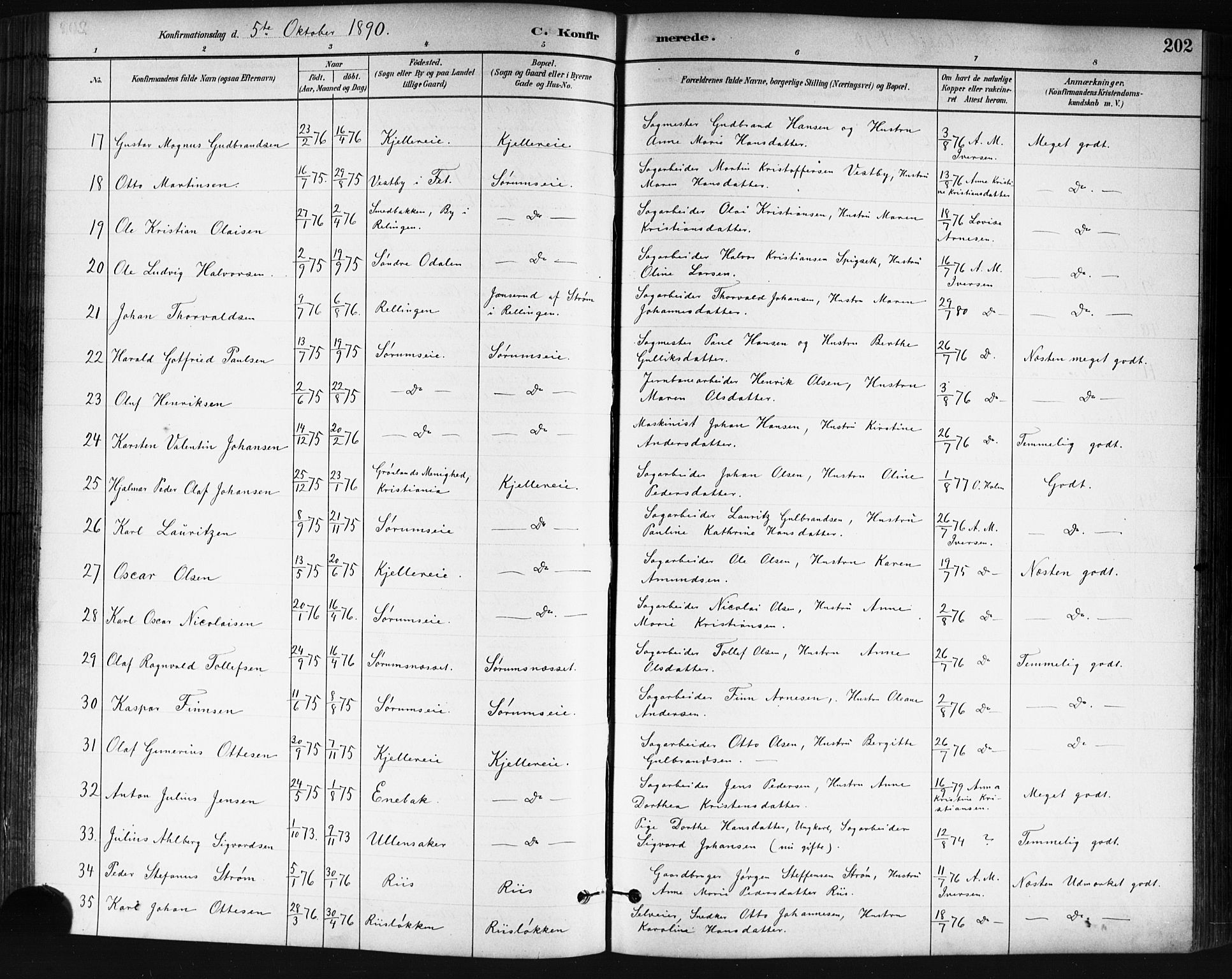 Skedsmo prestekontor Kirkebøker, SAO/A-10033a/G/Ga/L0004: Parish register (copy) no. I 4, 1883-1895, p. 202