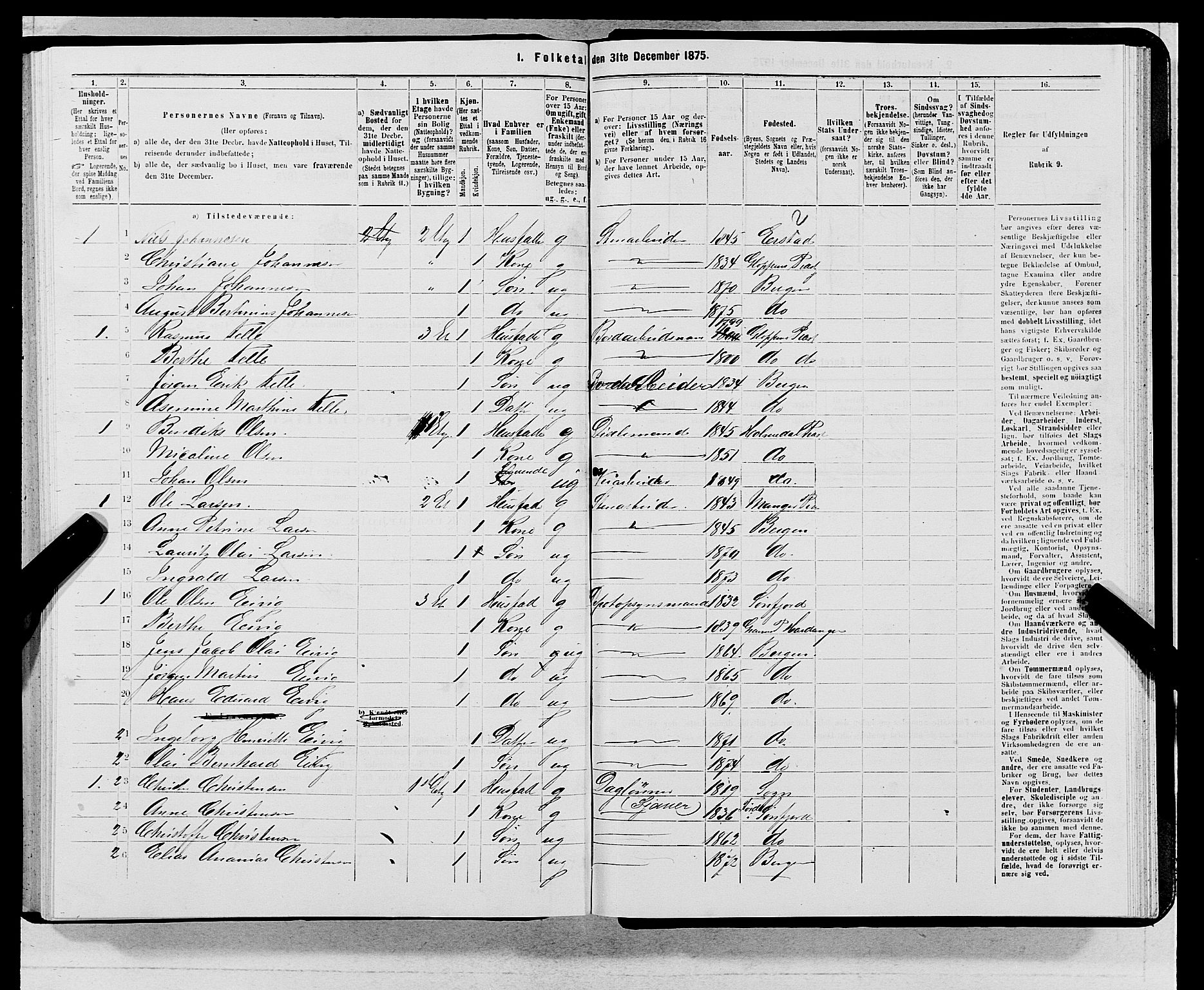 SAB, 1875 census for 1301 Bergen, 1875, p. 6124