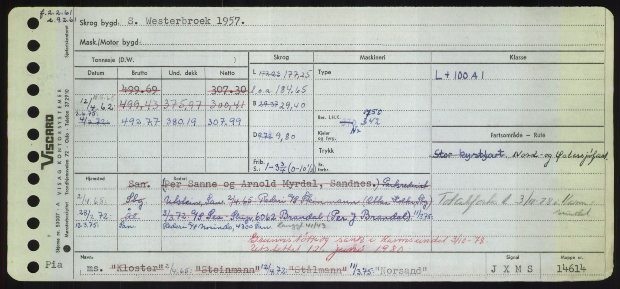 Sjøfartsdirektoratet med forløpere, Skipsmålingen, RA/S-1627/H/Hd/L0027: Fartøy, Norhop-Nør, p. 111