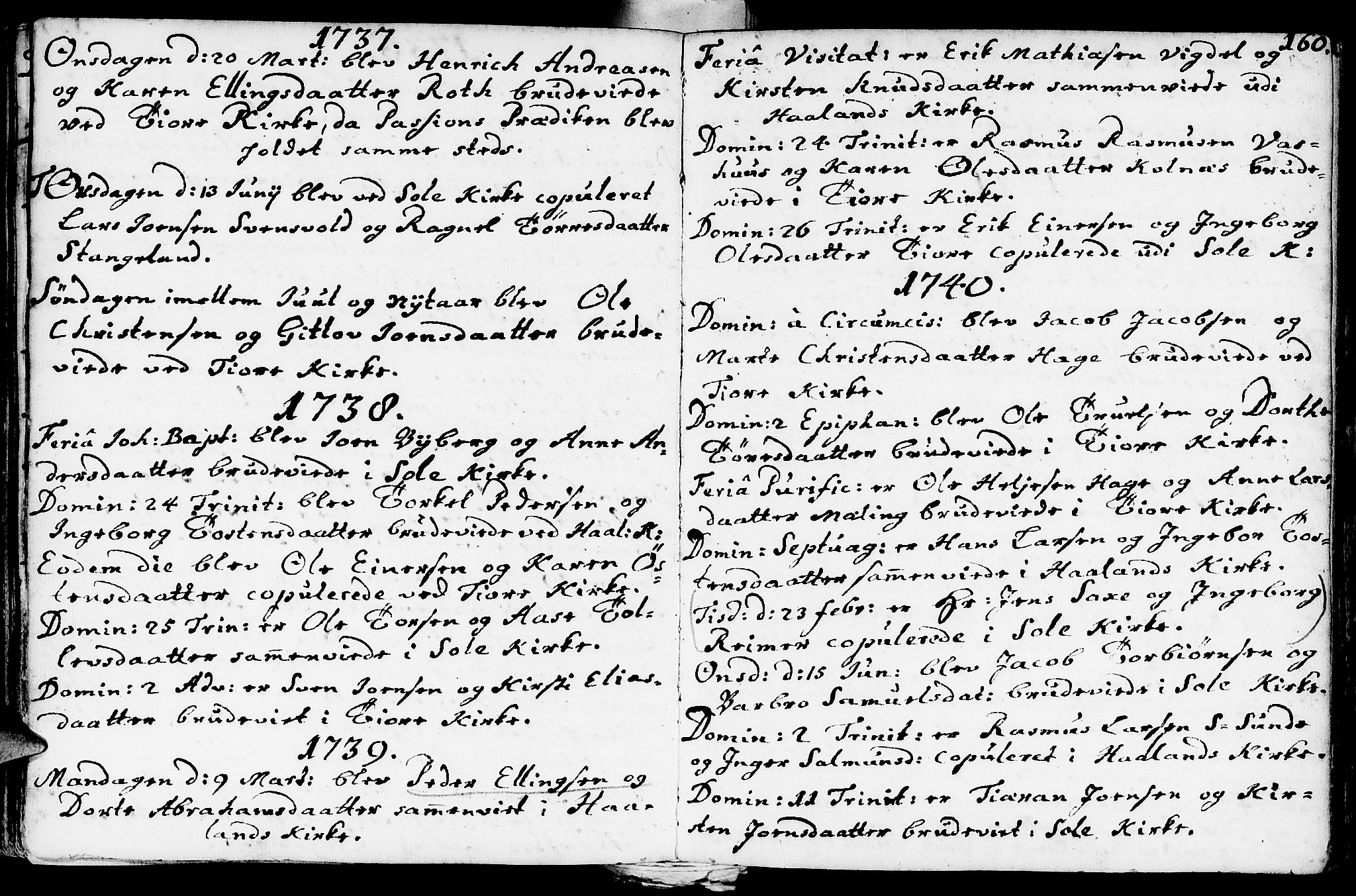 Håland sokneprestkontor, AV/SAST-A-101802/001/30BA/L0002: Parish register (official) no. A 2, 1722-1794, p. 160