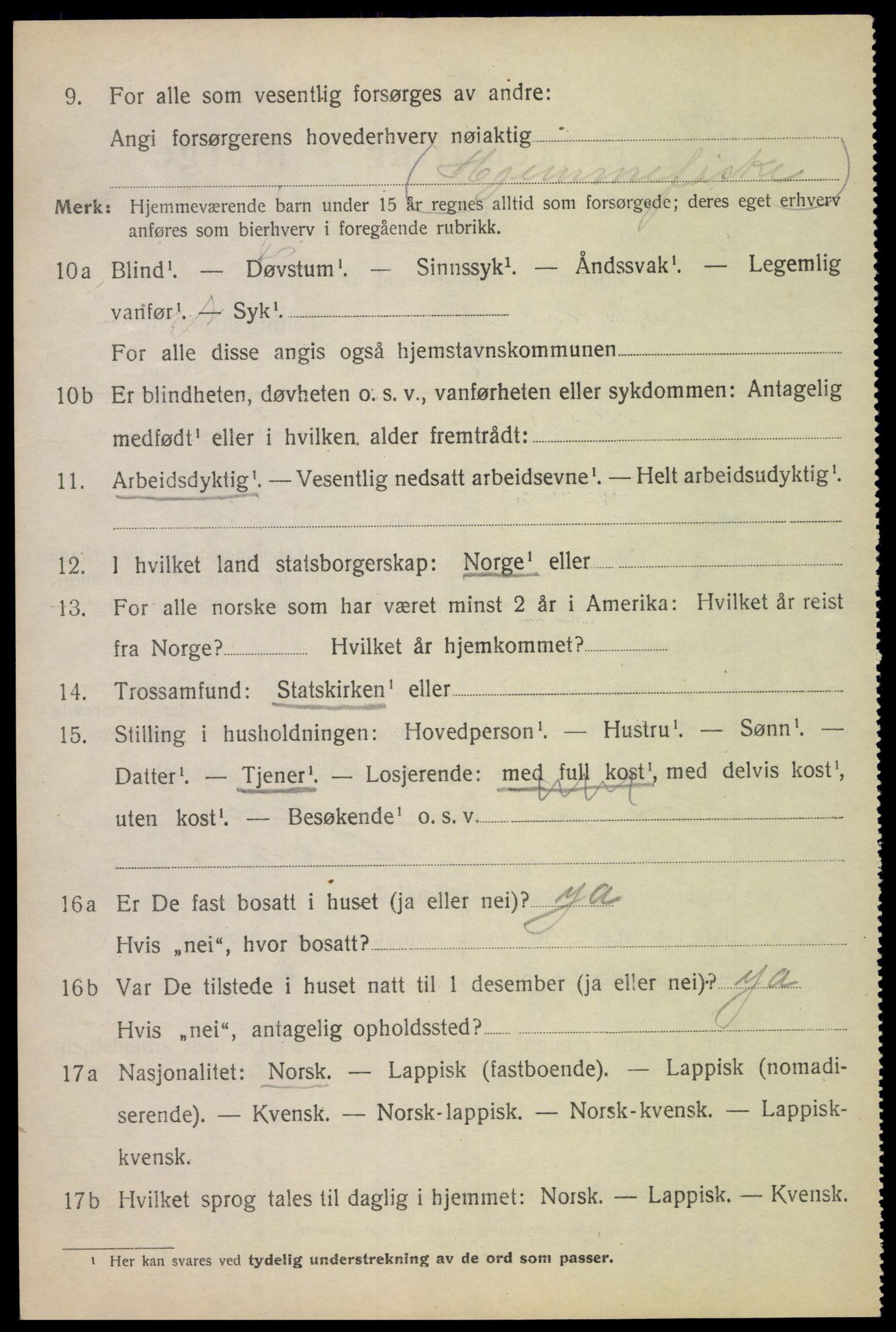 SAT, 1920 census for Hadsel, 1920, p. 5491