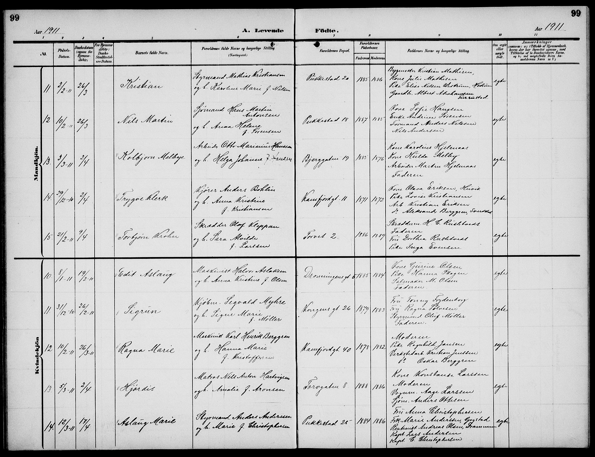 Sandefjord kirkebøker, AV/SAKO-A-315/G/Ga/L0003: Parish register (copy) no. 3, 1903-1920, p. 99