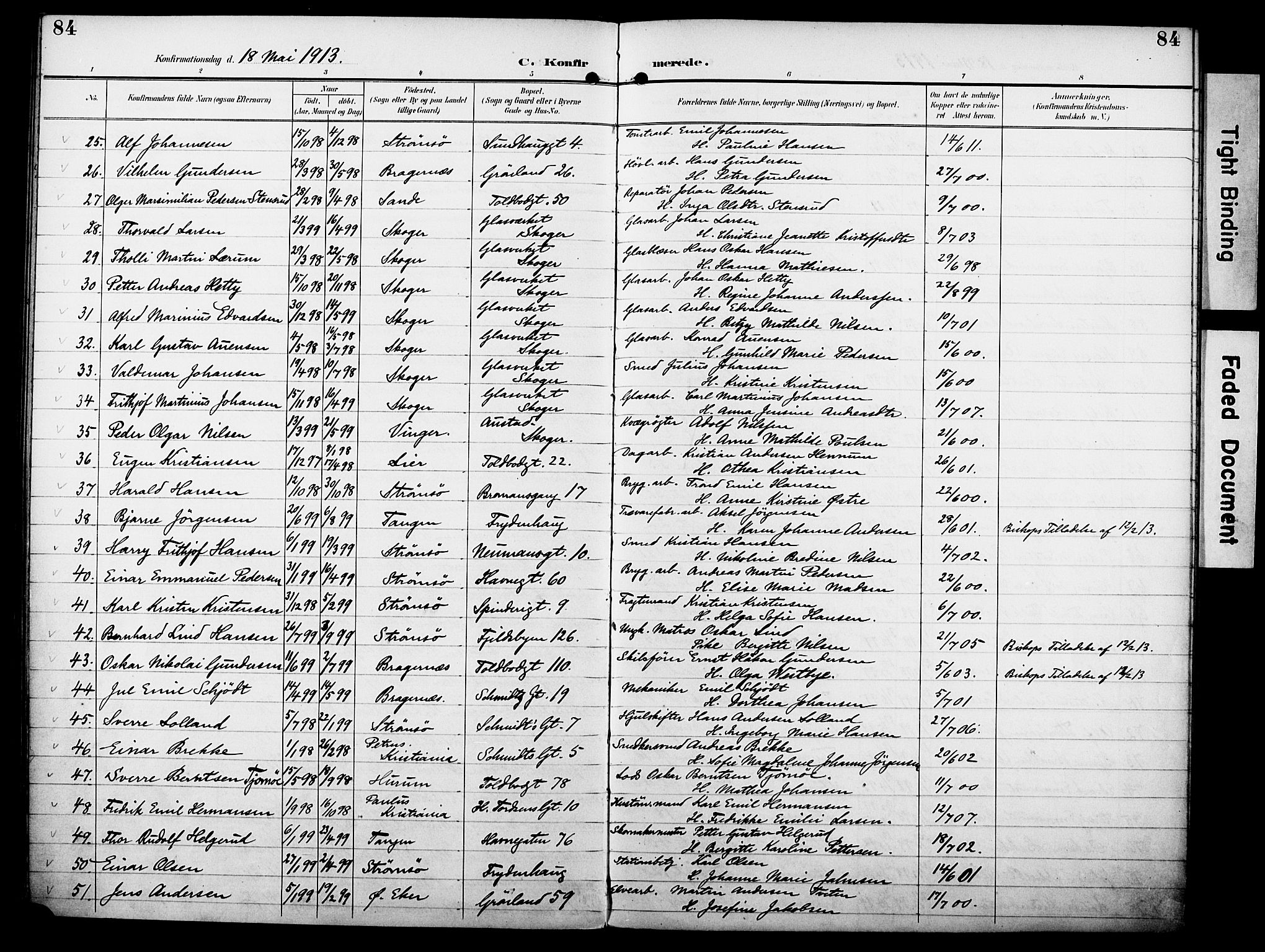 Strømsø kirkebøker, AV/SAKO-A-246/F/Fa/L0025: Parish register (official) no. I 25, 1893-1922, p. 84