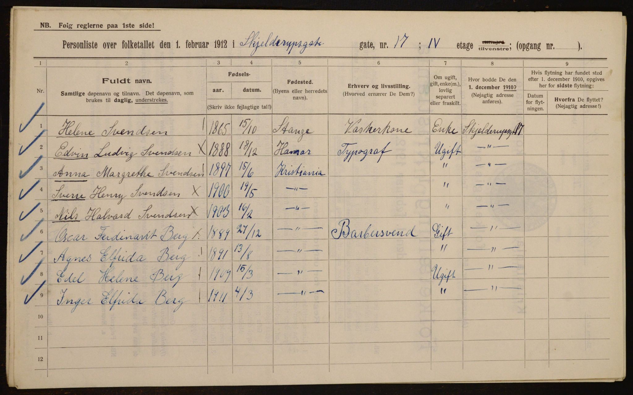 OBA, Municipal Census 1912 for Kristiania, 1912, p. 96441