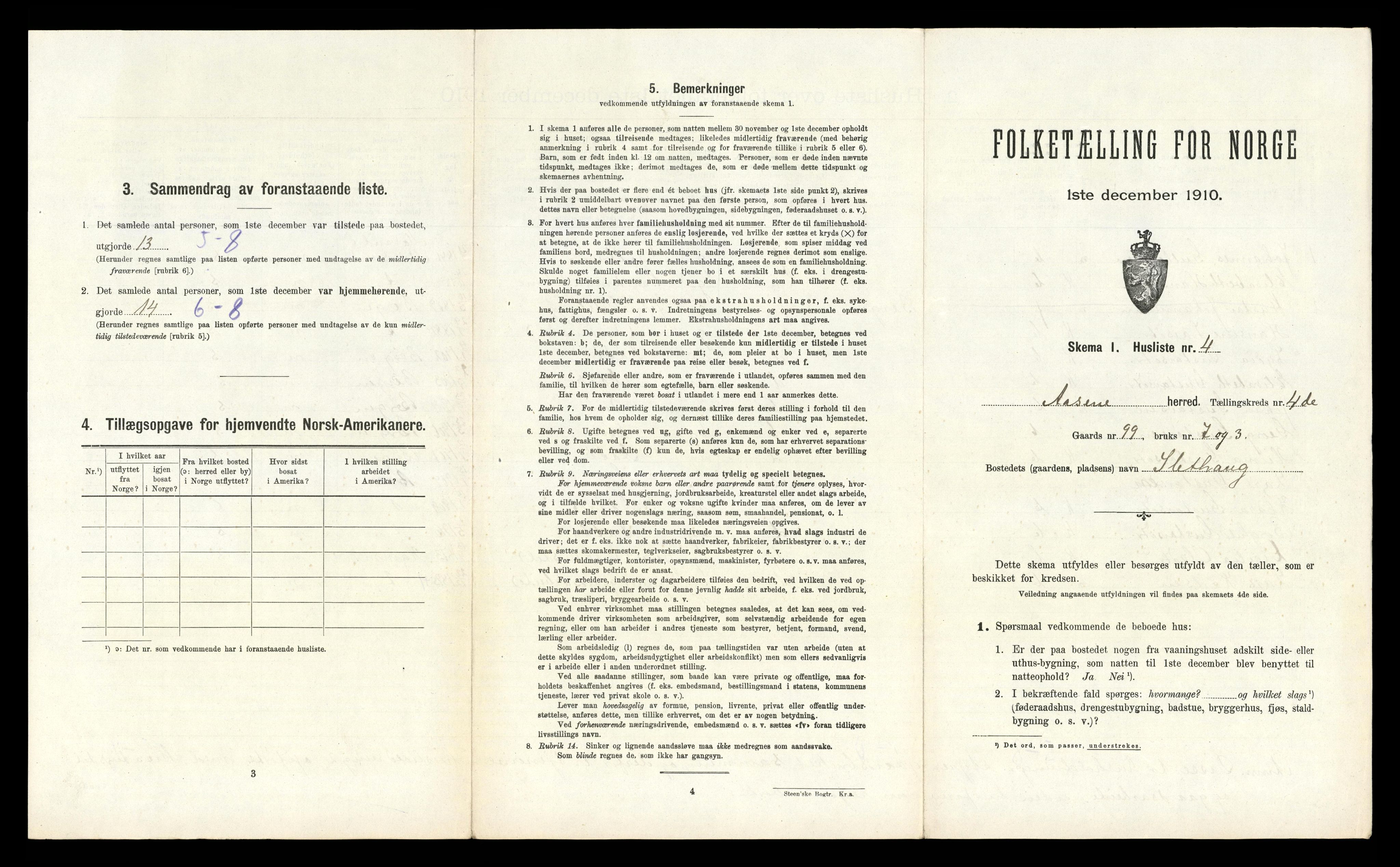 RA, 1910 census for Åsane, 1910, p. 185