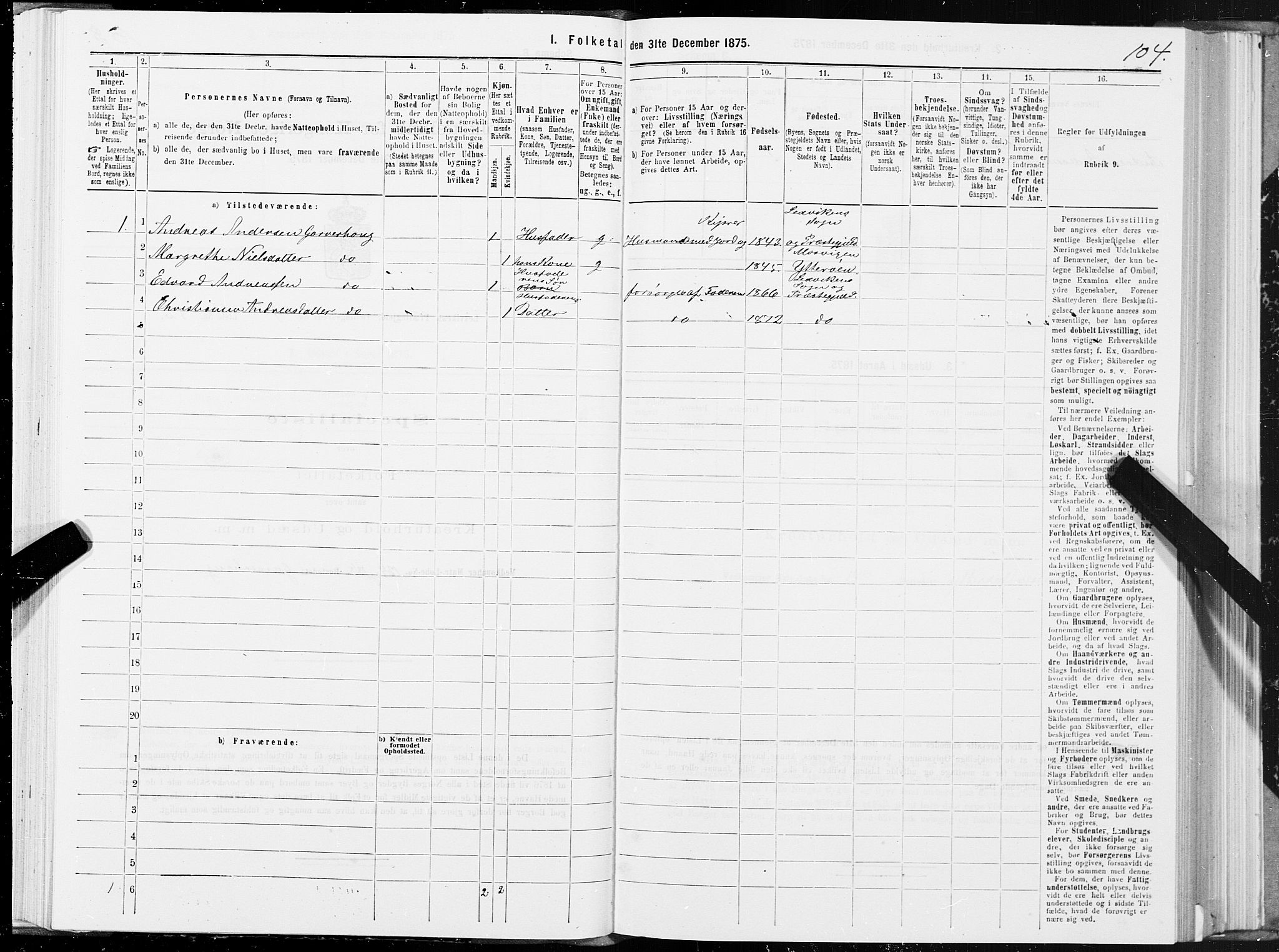 SAT, 1875 census for 1718P Leksvik, 1875, p. 1104