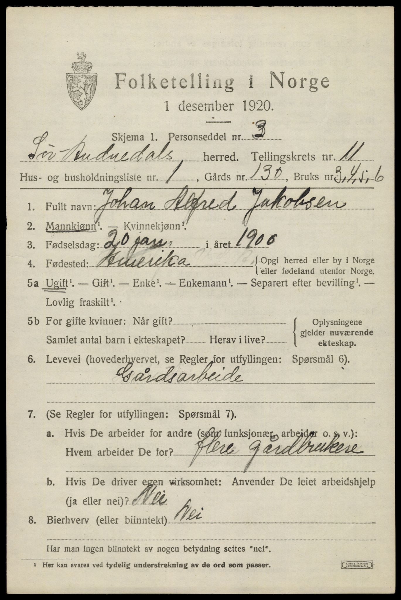 SAK, 1920 census for Sør-Audnedal, 1920, p. 4247