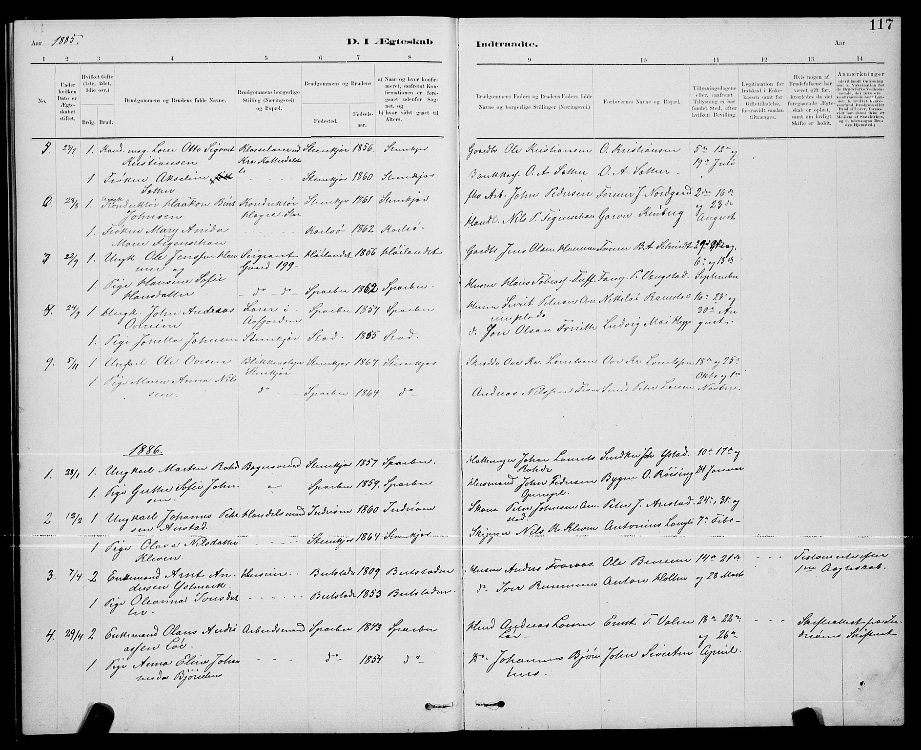 Ministerialprotokoller, klokkerbøker og fødselsregistre - Nord-Trøndelag, SAT/A-1458/739/L0374: Parish register (copy) no. 739C02, 1883-1898, p. 117