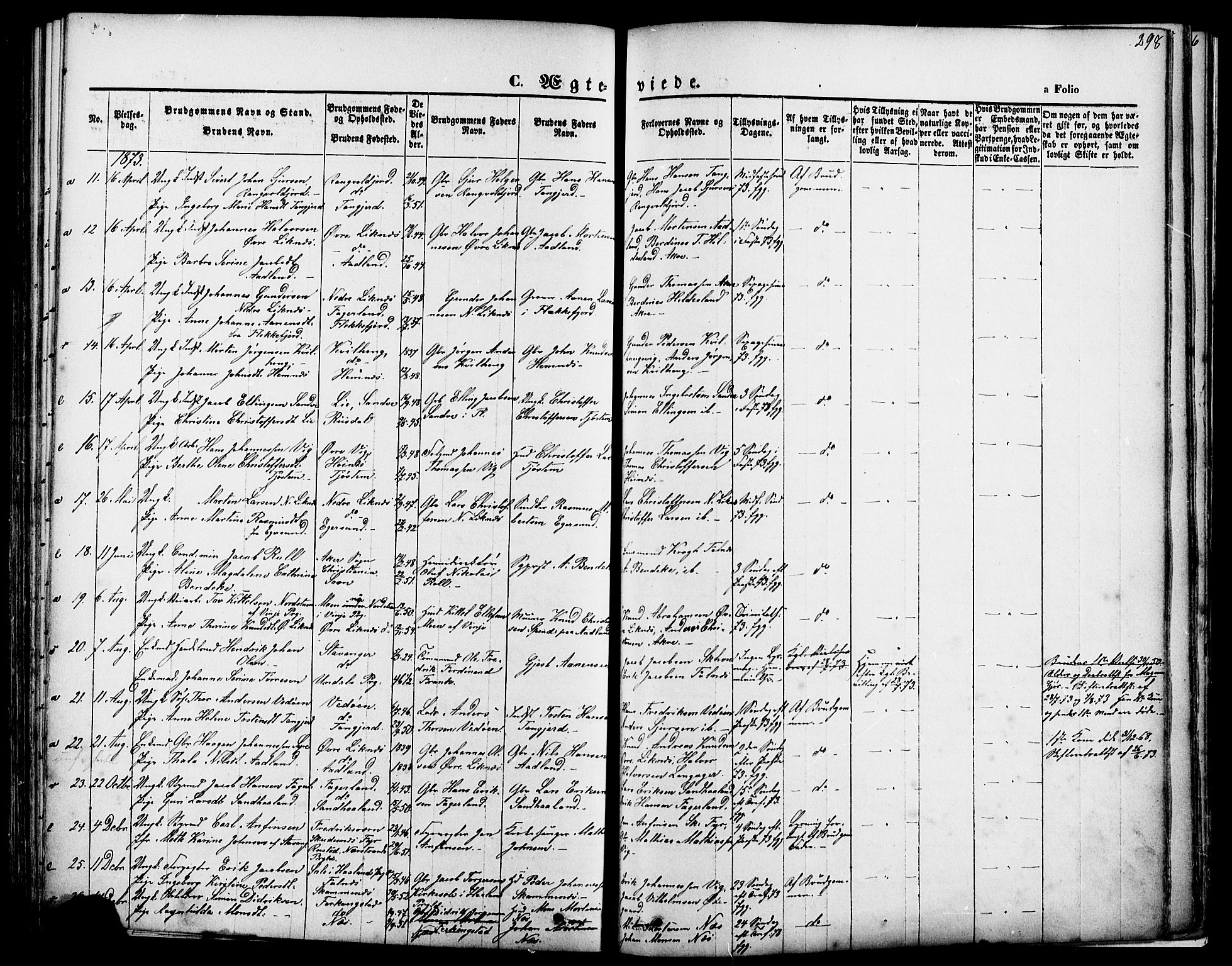 Skudenes sokneprestkontor, SAST/A -101849/H/Ha/Haa/L0006: Parish register (official) no. A 4, 1864-1881, p. 298