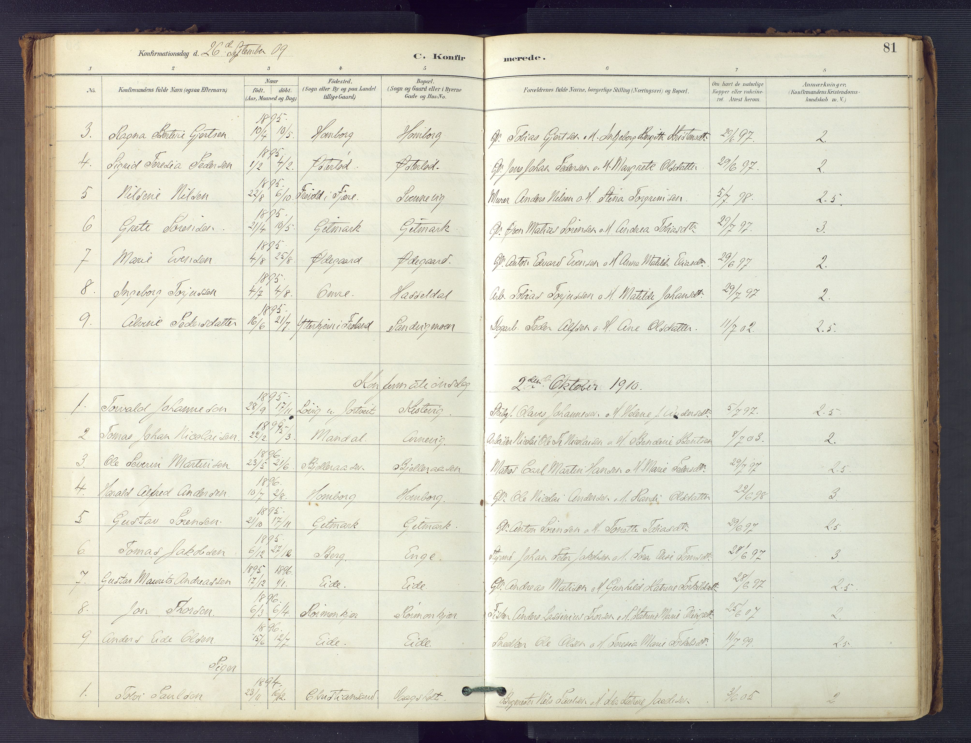 Hommedal sokneprestkontor, SAK/1111-0023/F/Fa/Faa/L0003: Parish register (official) no. A 3, 1885-1916, p. 81