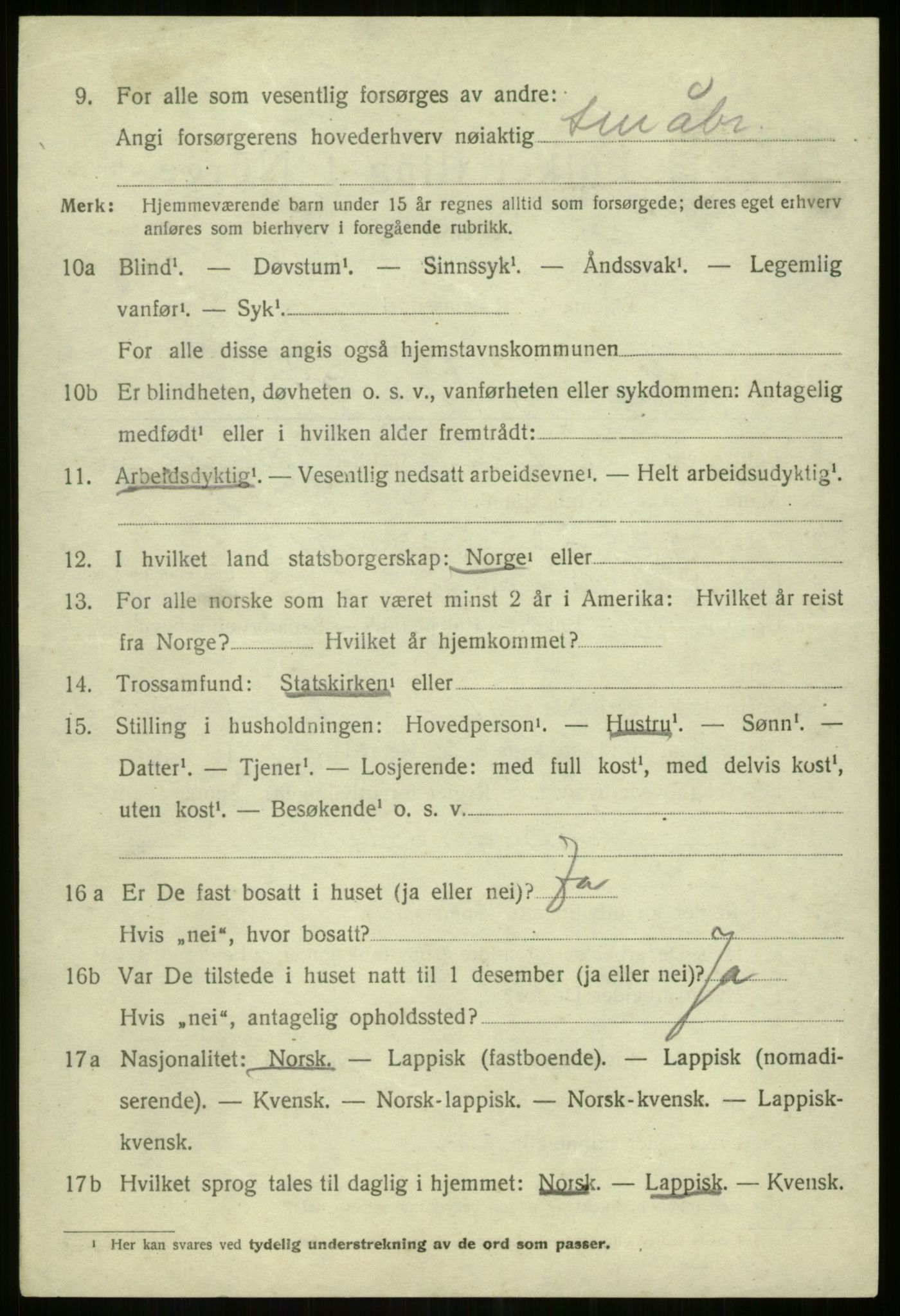 SATØ, 1920 census for Lyngen, 1920, p. 6601