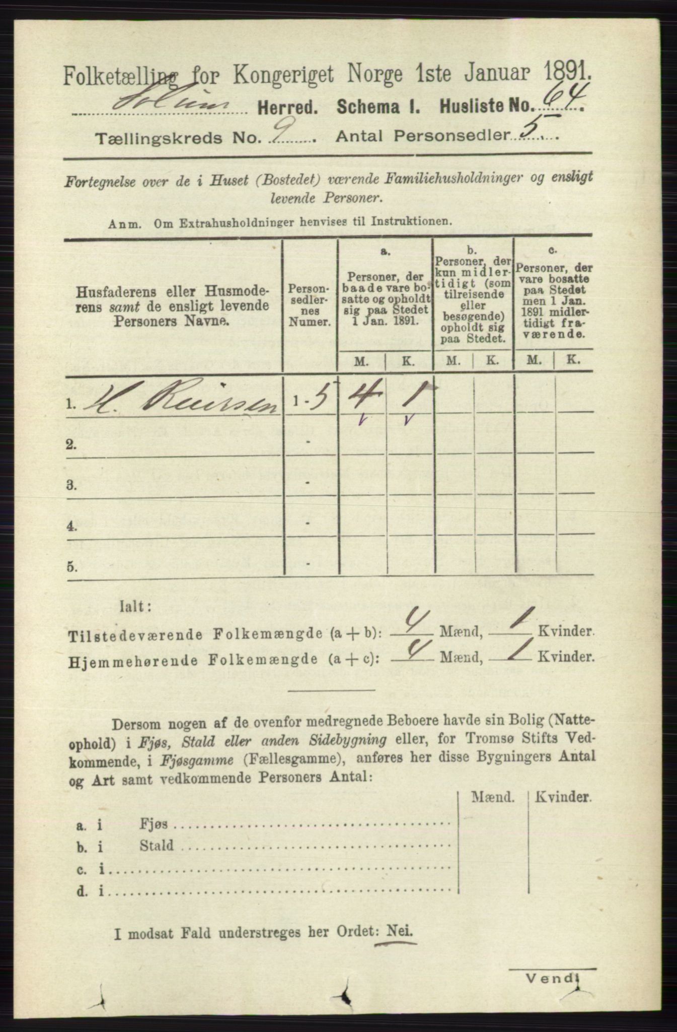 RA, 1891 census for 0818 Solum, 1891, p. 1920