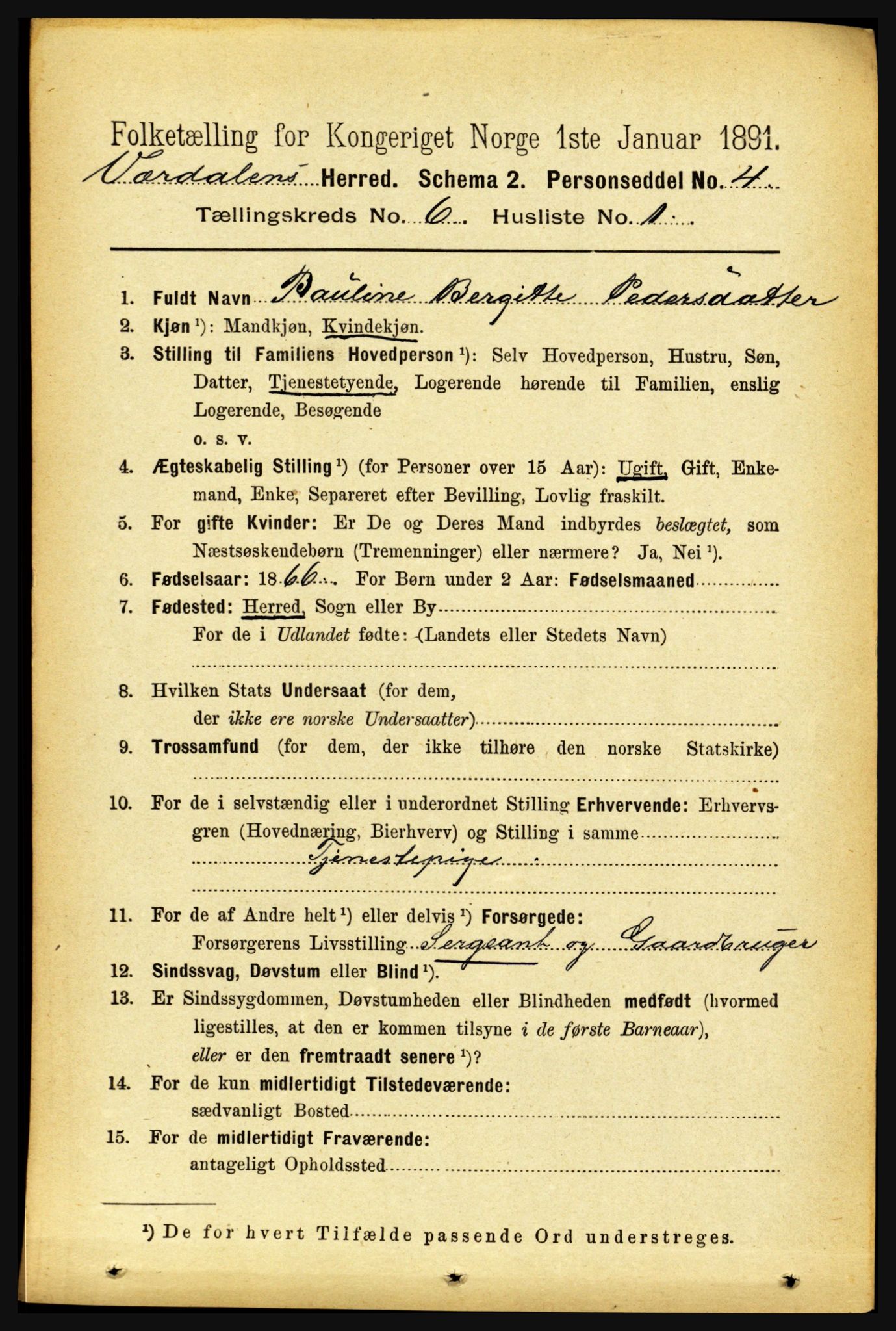 RA, 1891 census for 1721 Verdal, 1891, p. 3562