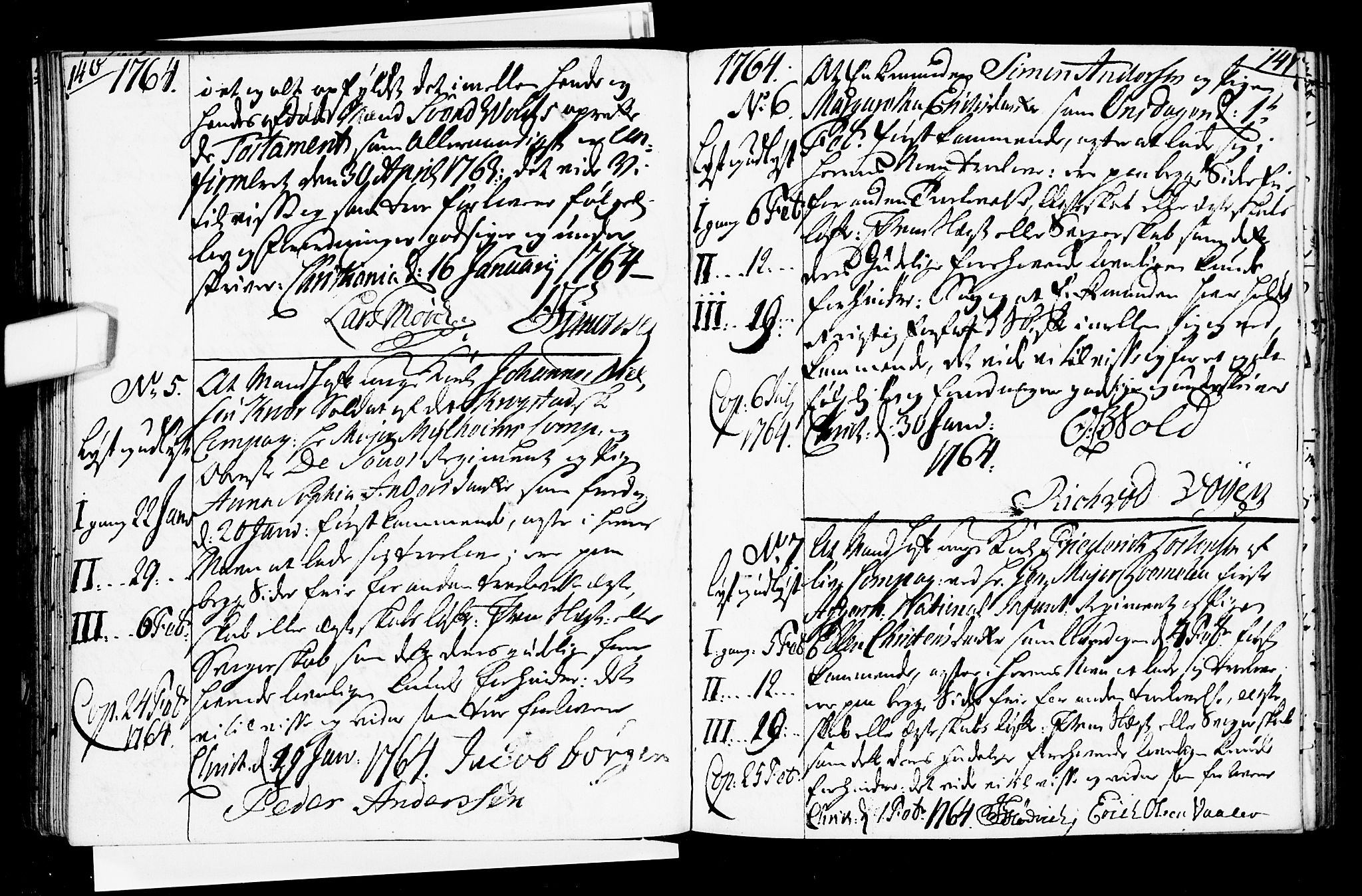 Oslo domkirke Kirkebøker, AV/SAO-A-10752/L/La/L0008: Best man's statements no. 8, 1759-1769, p. 140-141