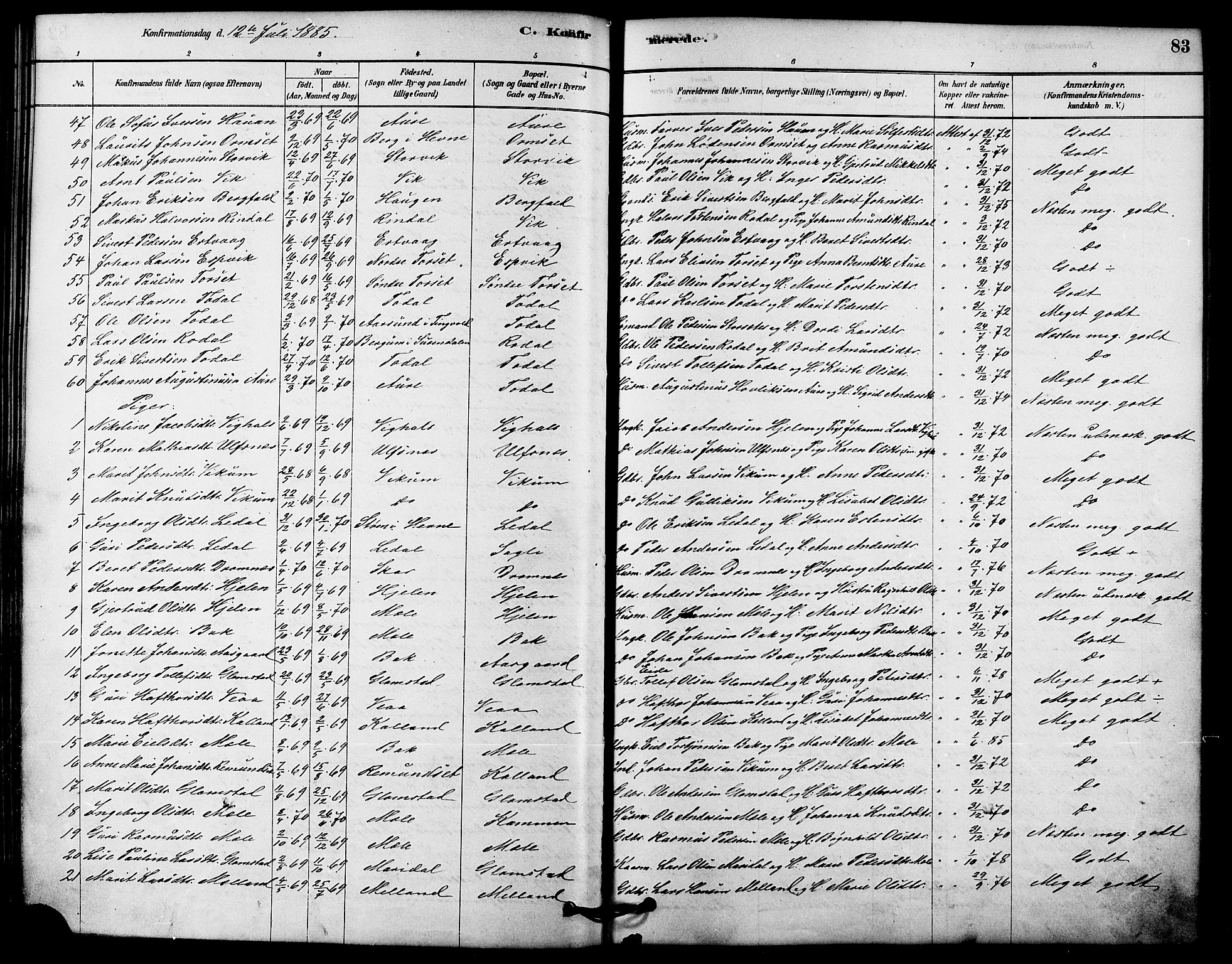 Ministerialprotokoller, klokkerbøker og fødselsregistre - Møre og Romsdal, AV/SAT-A-1454/578/L0906: Parish register (official) no. 578A05, 1878-1886, p. 83