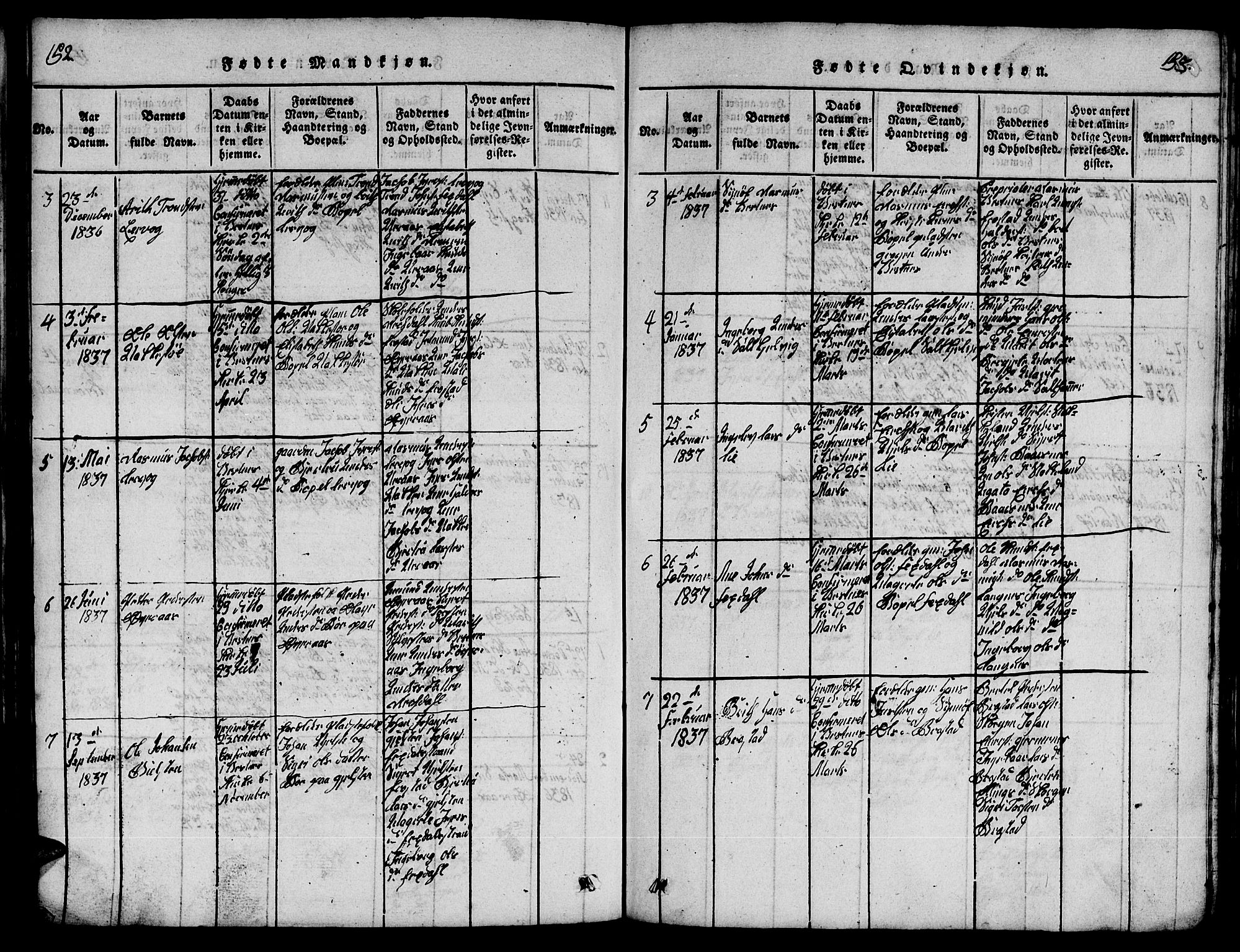 Ministerialprotokoller, klokkerbøker og fødselsregistre - Møre og Romsdal, SAT/A-1454/539/L0535: Parish register (copy) no. 539C01, 1818-1842, p. 152-153